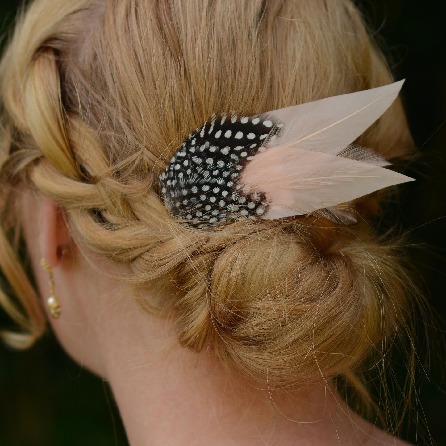Blush Pink Feather Hair Clip with Polka Dots | Pink Feather Fascinator | Blush Feather Headpiece | Wedding Fascinator | Bridal Headpiece