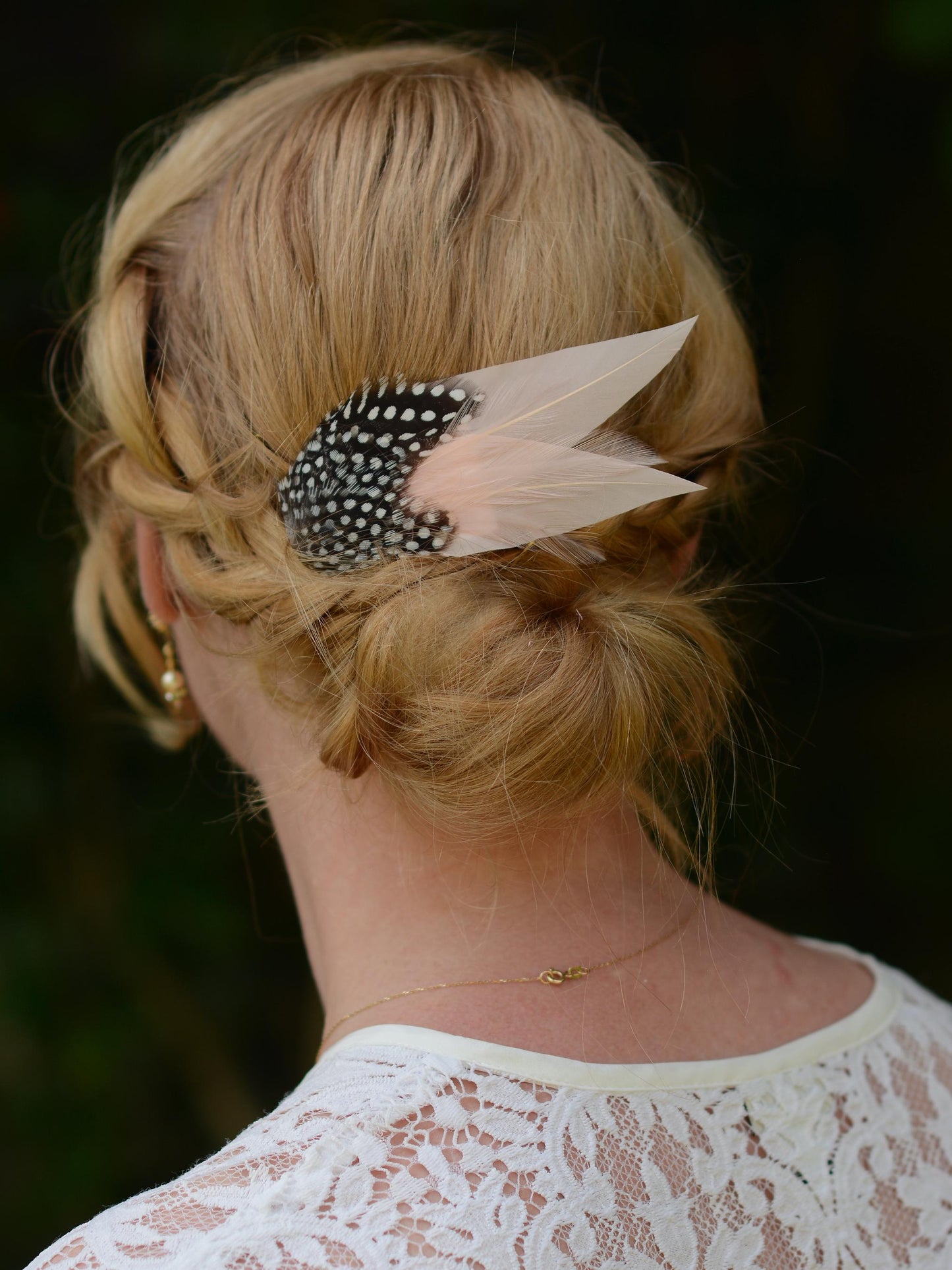 Blush Pink Feather Hair Clip with Polka Dots | Pink Feather Fascinator | Blush Feather Headpiece | Wedding Fascinator | Bridal Headpiece
