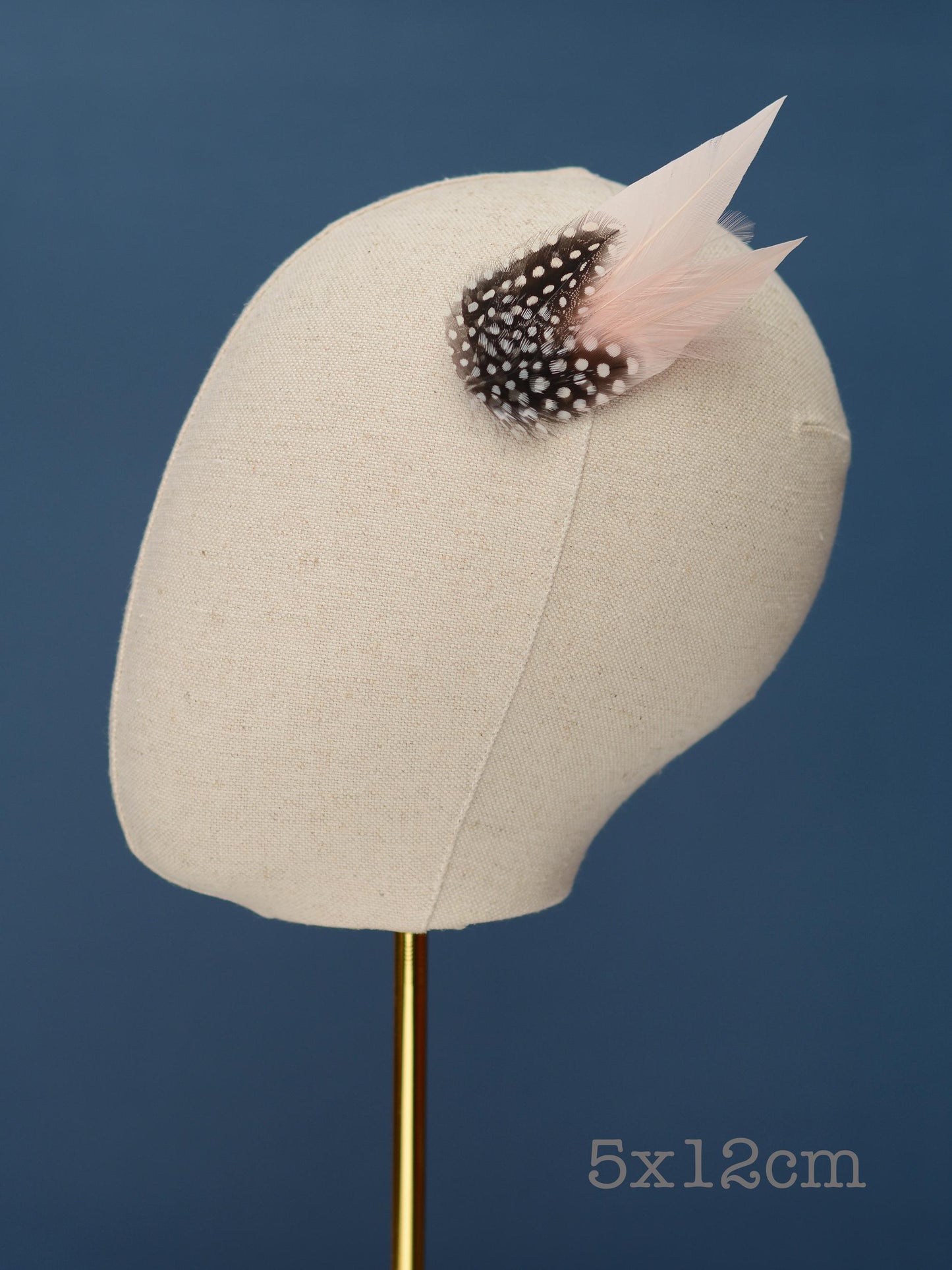 Blush Pink Feather Hair Clip with Polka Dots | Pink Feather Fascinator | Blush Feather Headpiece | Wedding Fascinator | Bridal Headpiece