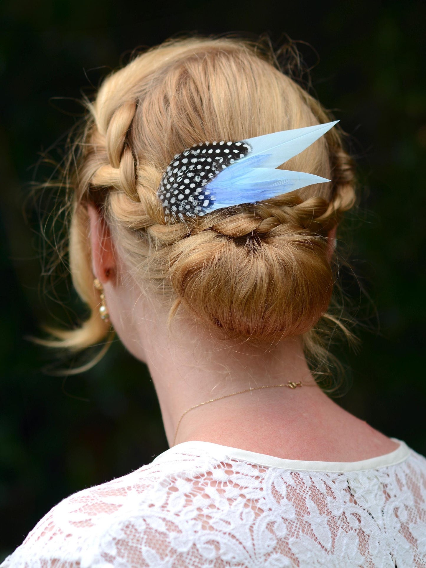 Pastel Blue and Polka Dot Feather Hair Clip | Blue Feather Fascinator | Blue Feather Headpiece | Wedding Fascinator | Bridal Headpiece
