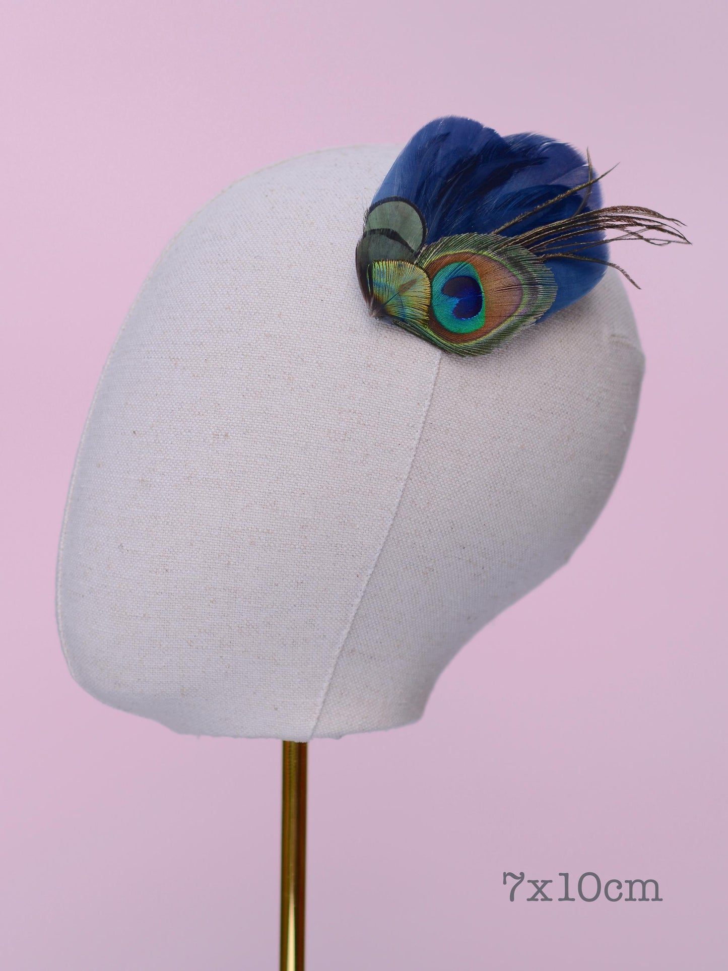 Navy Blue and Peacock Feather Hair Clip, Peacock Feather Fascinator