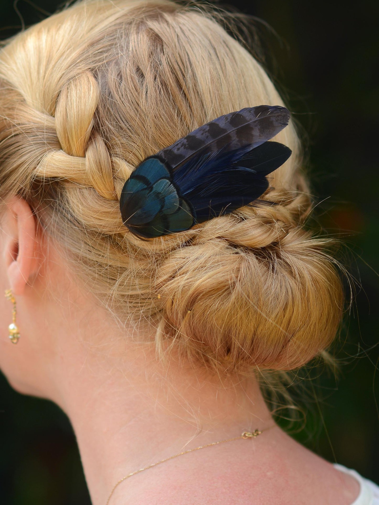Navy Blue Feather Hair Clip, Feather Fascinator