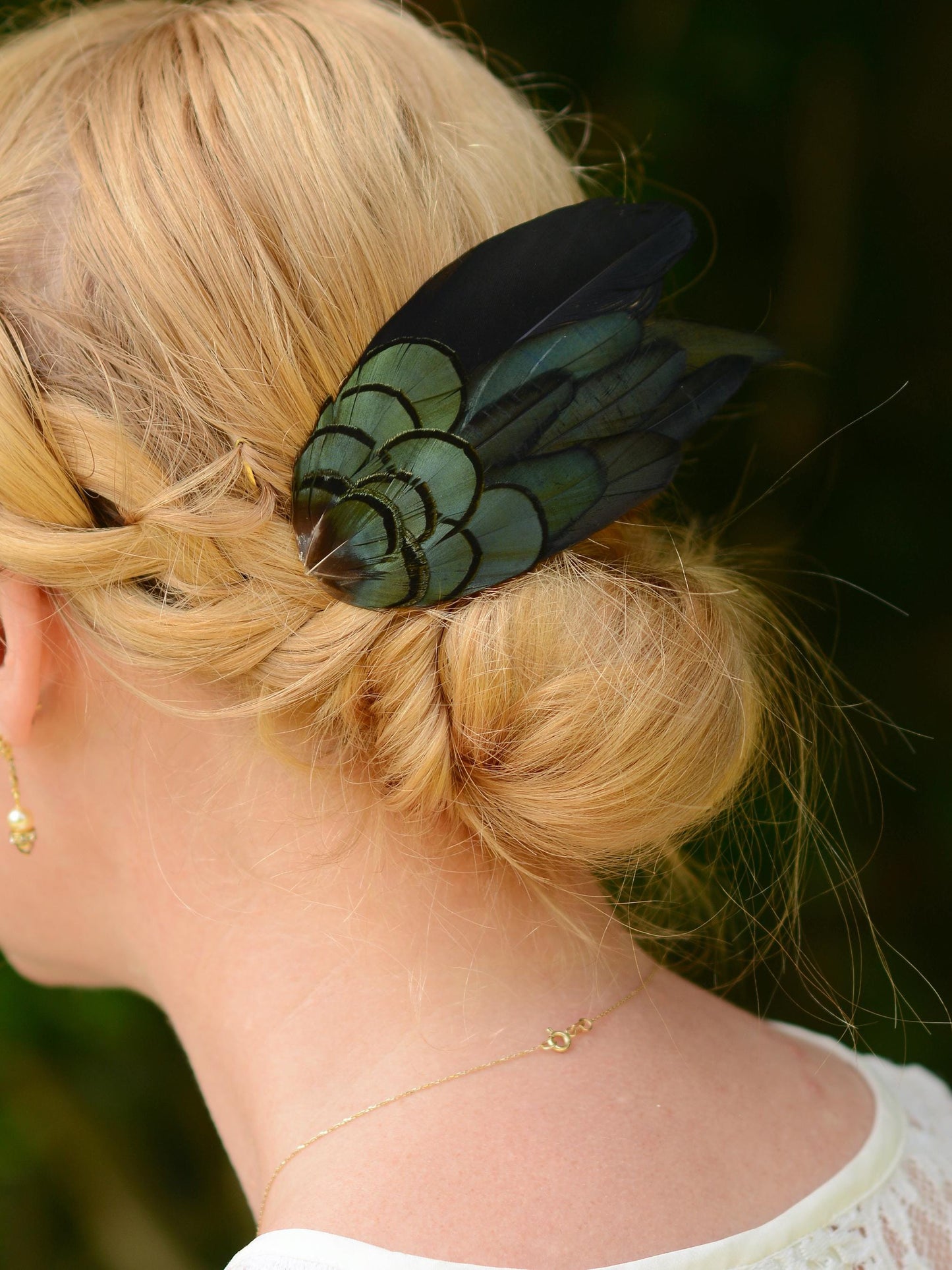 Black and Green Feather Hair Clip | Black Feather Fascinator | Bridal Hair Clip | Bridesmaid Hair Clip | Wedding Fascinator