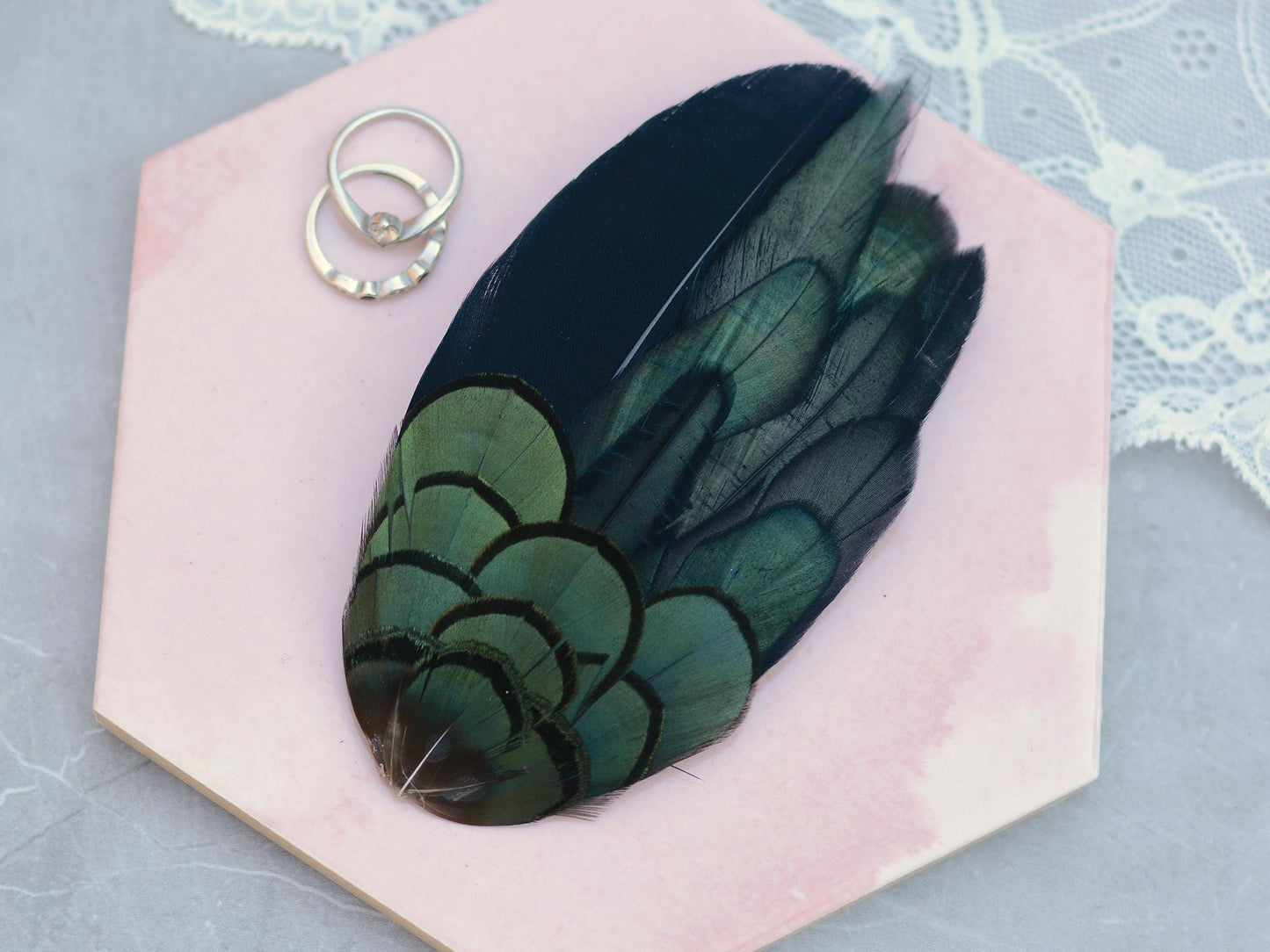 Black and Green Feather Hair Clip | Black Feather Fascinator | Bridal Hair Clip | Bridesmaid Hair Clip | Wedding Fascinator