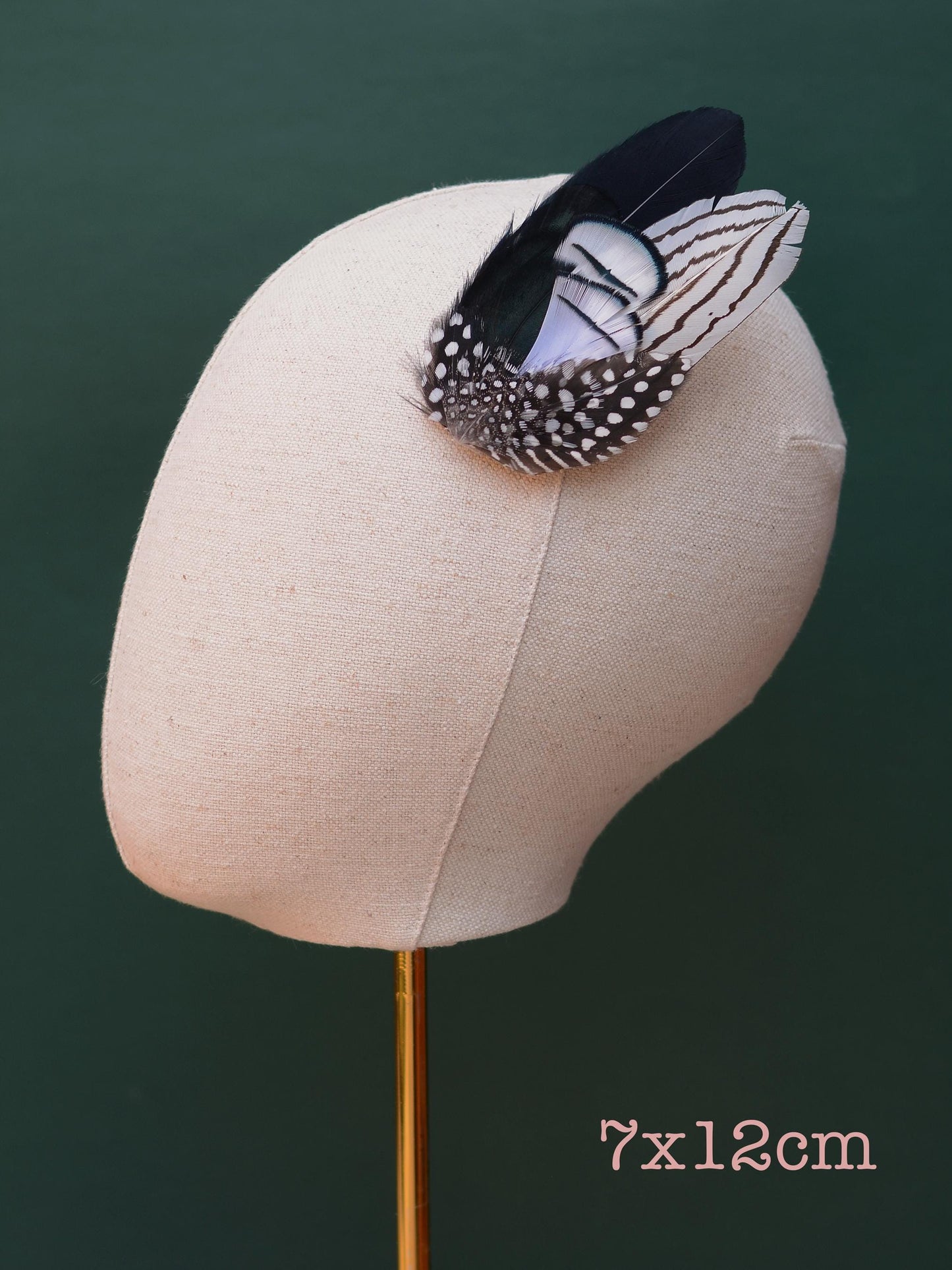 Black and White Feather Hair Clip Fascinator, Monochrome Feather Hair Piece