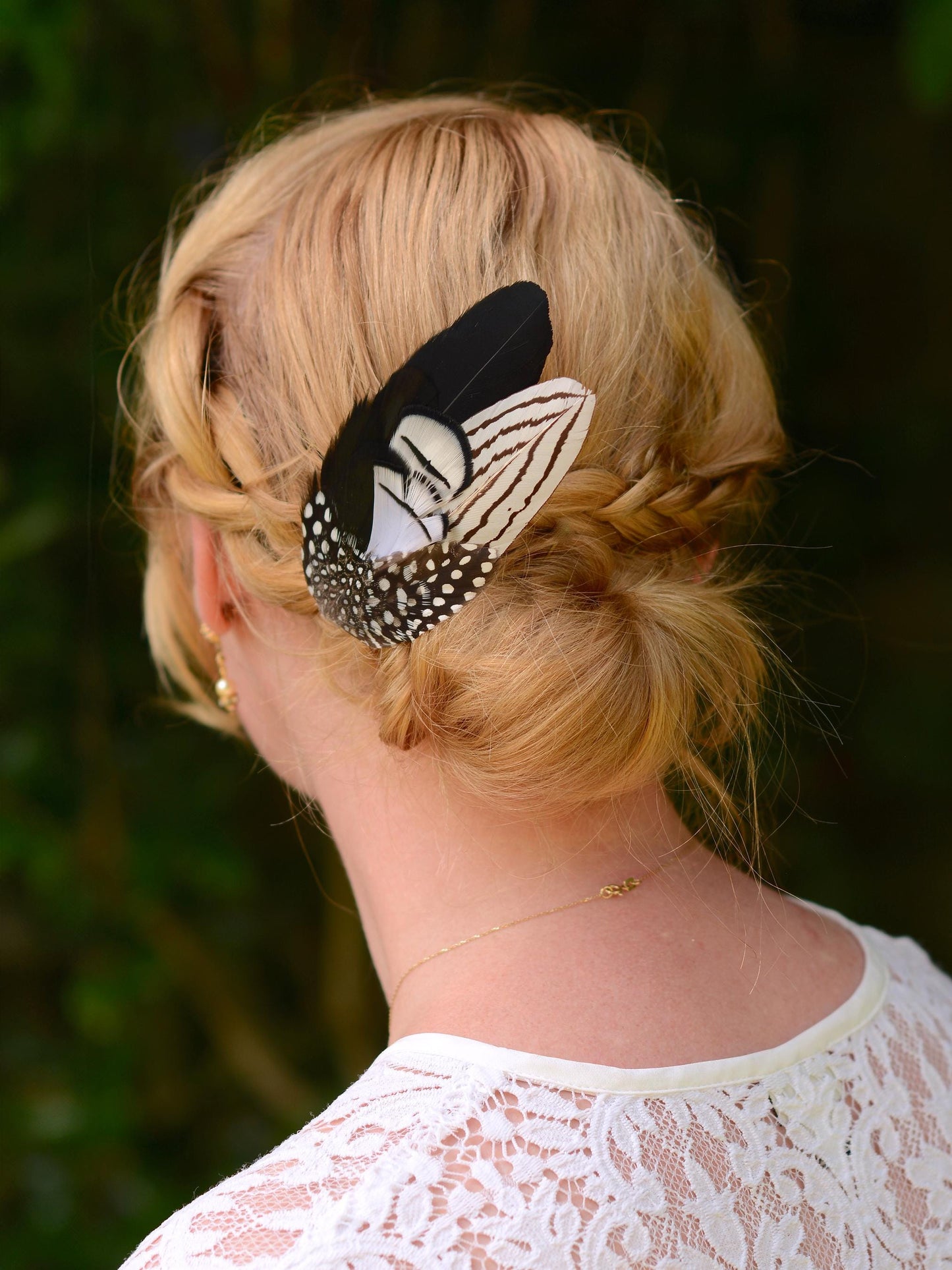 Black and White Feather Hair Clip Fascinator, Monochrome Feather Hair Piece
