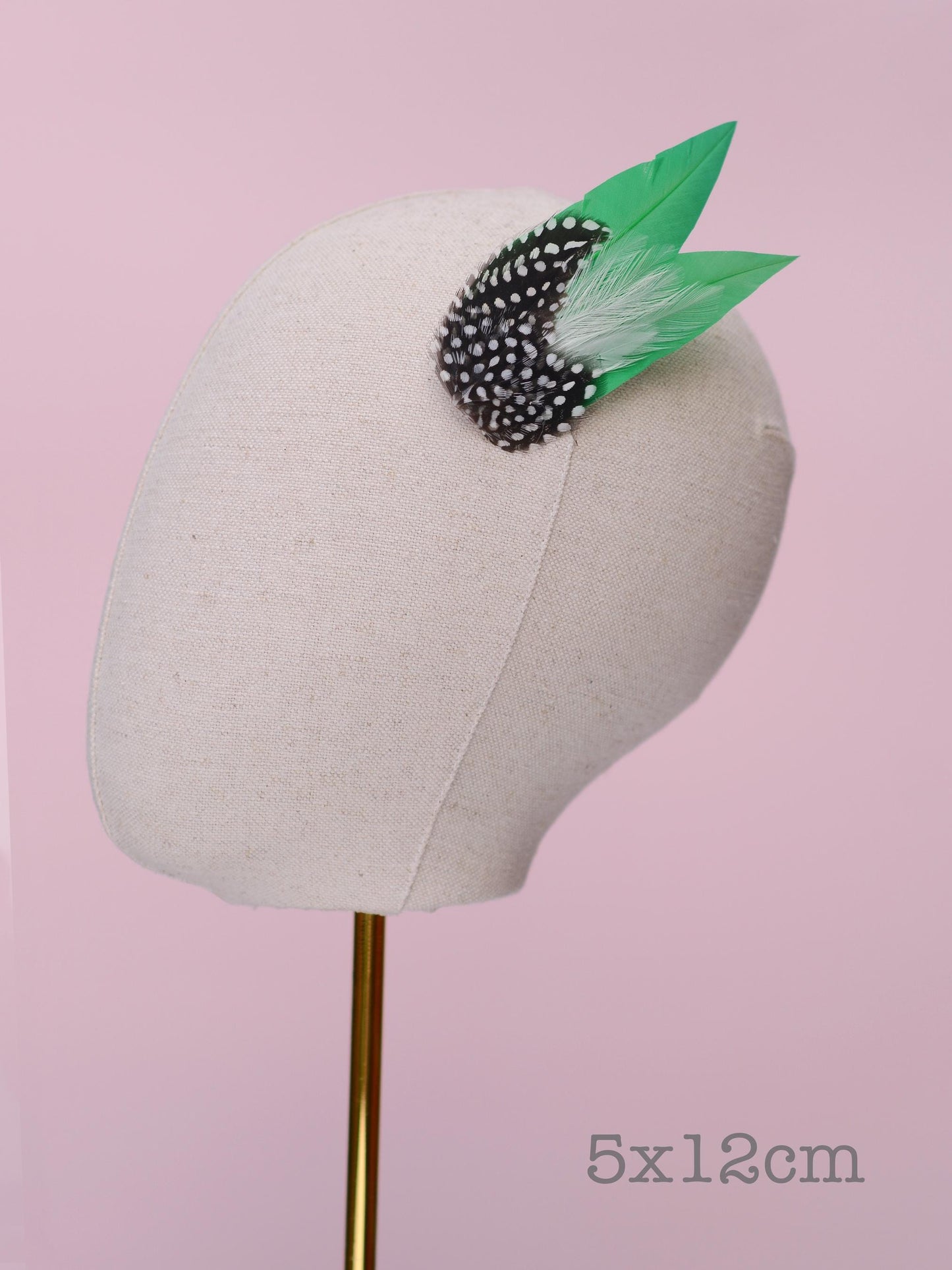Emerald Green Polka Dot Feather Hair Clip, Green Feather Fascinator