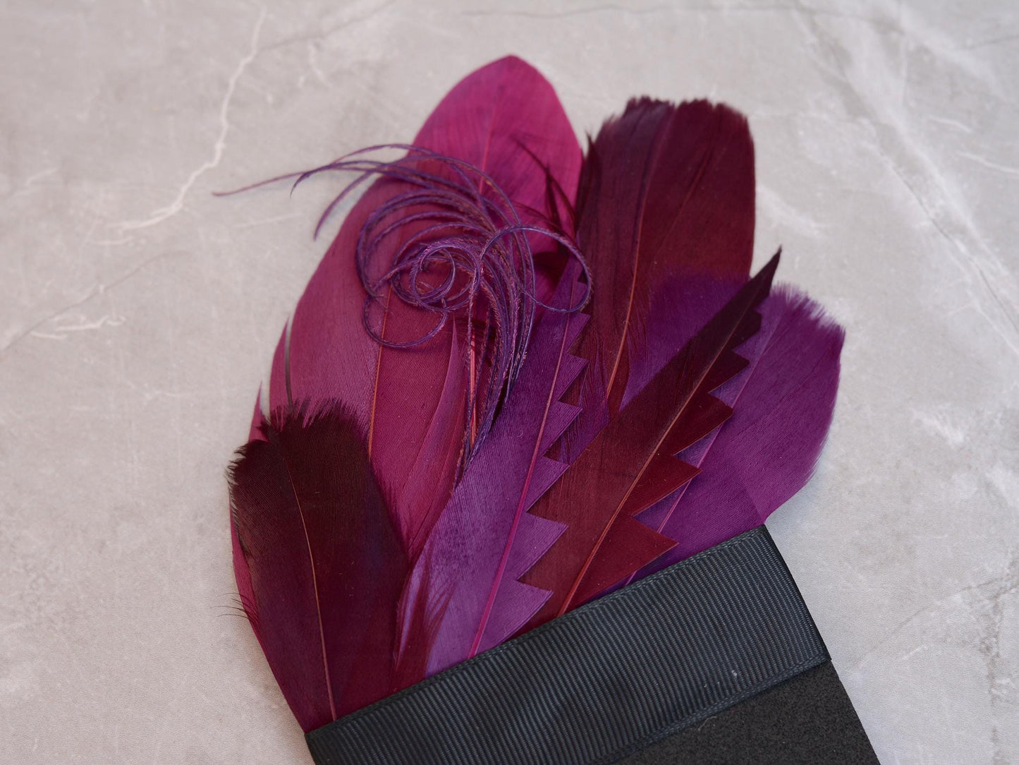 Burgundy and Plum Goose Feather Pocket Square No.285 | Suit Accessory | Feather Neck Tie | Grooms Outfit | Groomsmen Gift