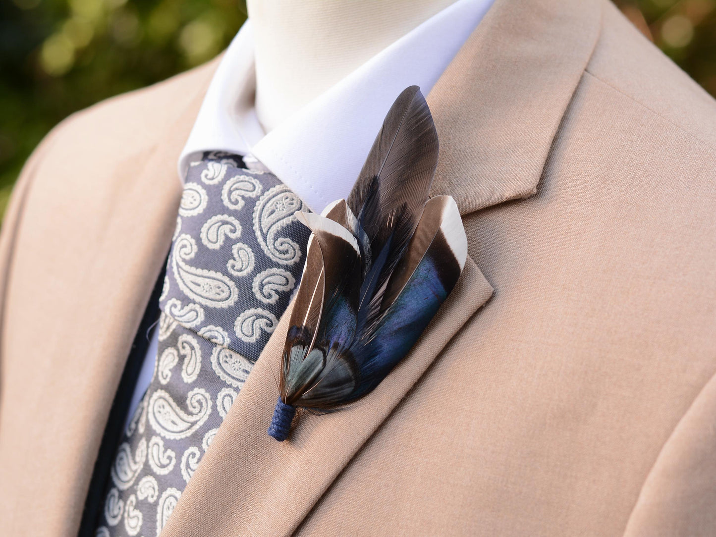 Navy Blue Duck Feather Pin / Hat Pin No.256 | Duck Feather Boutonniere | Duck Feather Brooch