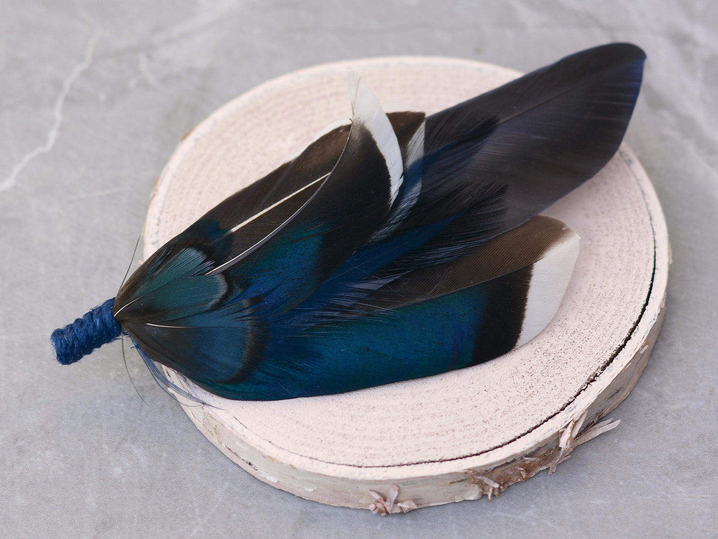 Navy Blue Duck Feather Pin / Hat Pin No.256 | Duck Feather Boutonniere | Duck Feather Brooch