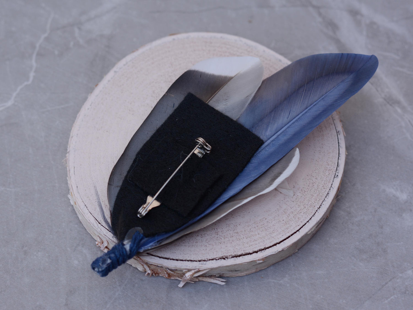 Navy Blue Duck Feather Pin / Hat Pin No.256 | Duck Feather Boutonniere | Duck Feather Brooch