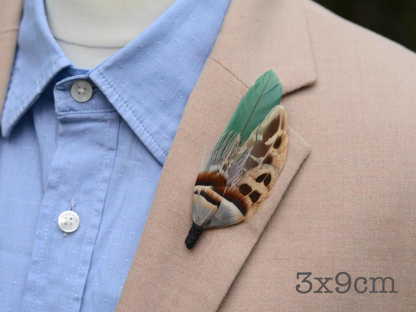 Green Partridge and Pheasant Feather Hair Clip / Boutonniere Set | Pheasant Feather Fascinator | Bridesmaid Hair Clip