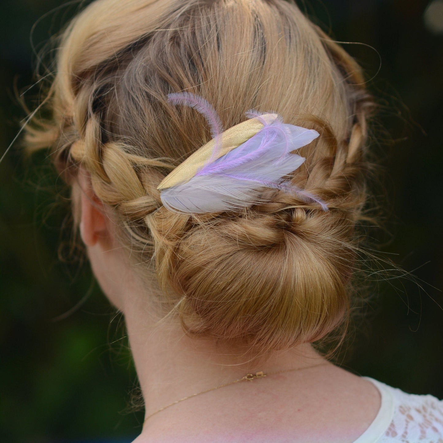 Lavender Purple and Gold Small Feather Hair Clip | Purple Feather Hair Clip | Feather Headpiece | Wedding Fascinator