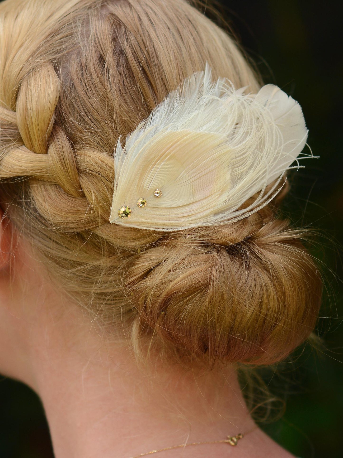 Feather Fascinator in Blush Pink and Ivory Peacock with Swarovski Crystal Detail | Bridal Feather Hair Clip | Blush Feather Hair Clip