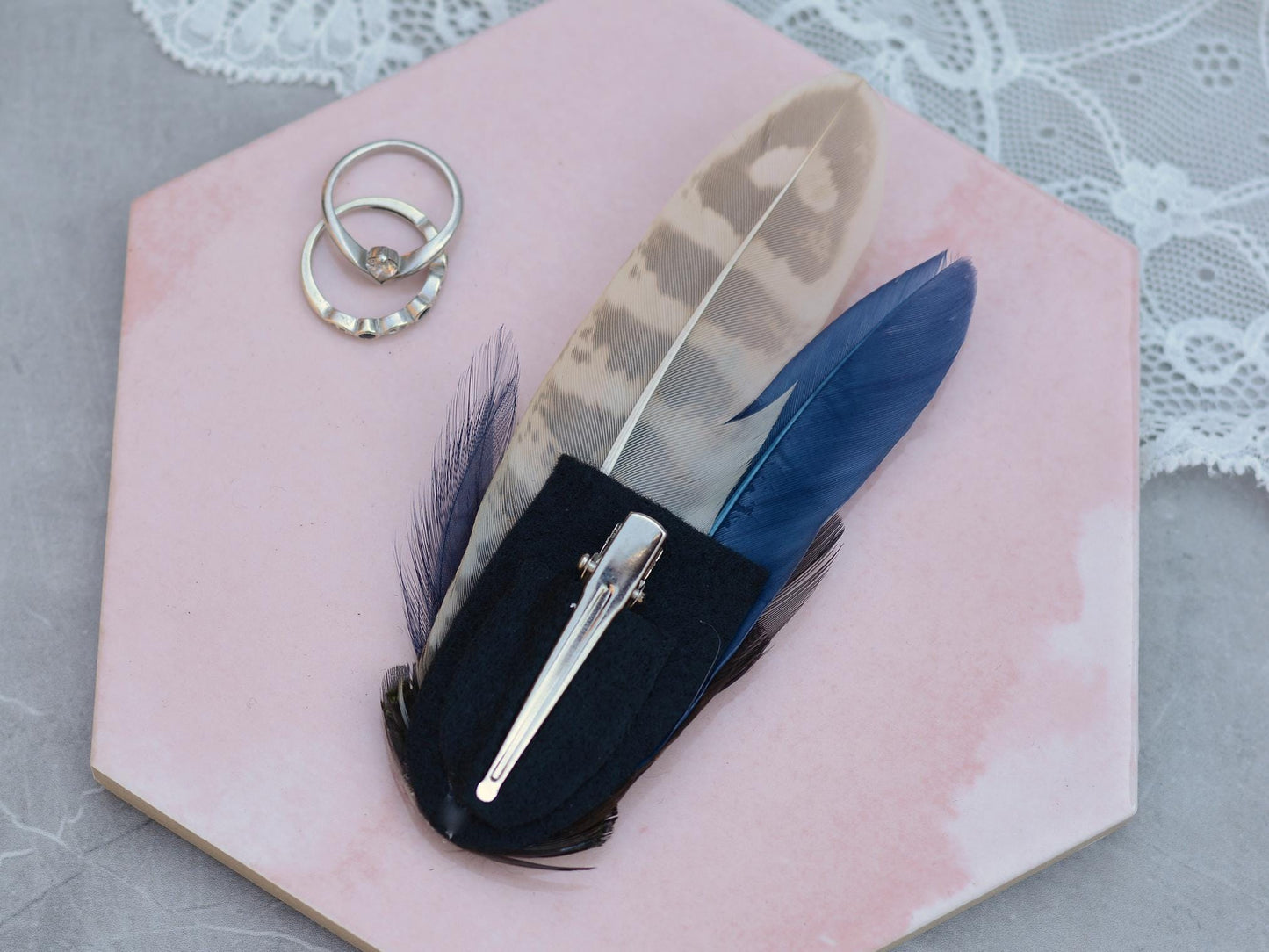 Navy Blue Pheasant Feather Hair Clip | Feather Fascinator | Bridal | Bridesmaid Hair Clip | Wedding Fascinator
