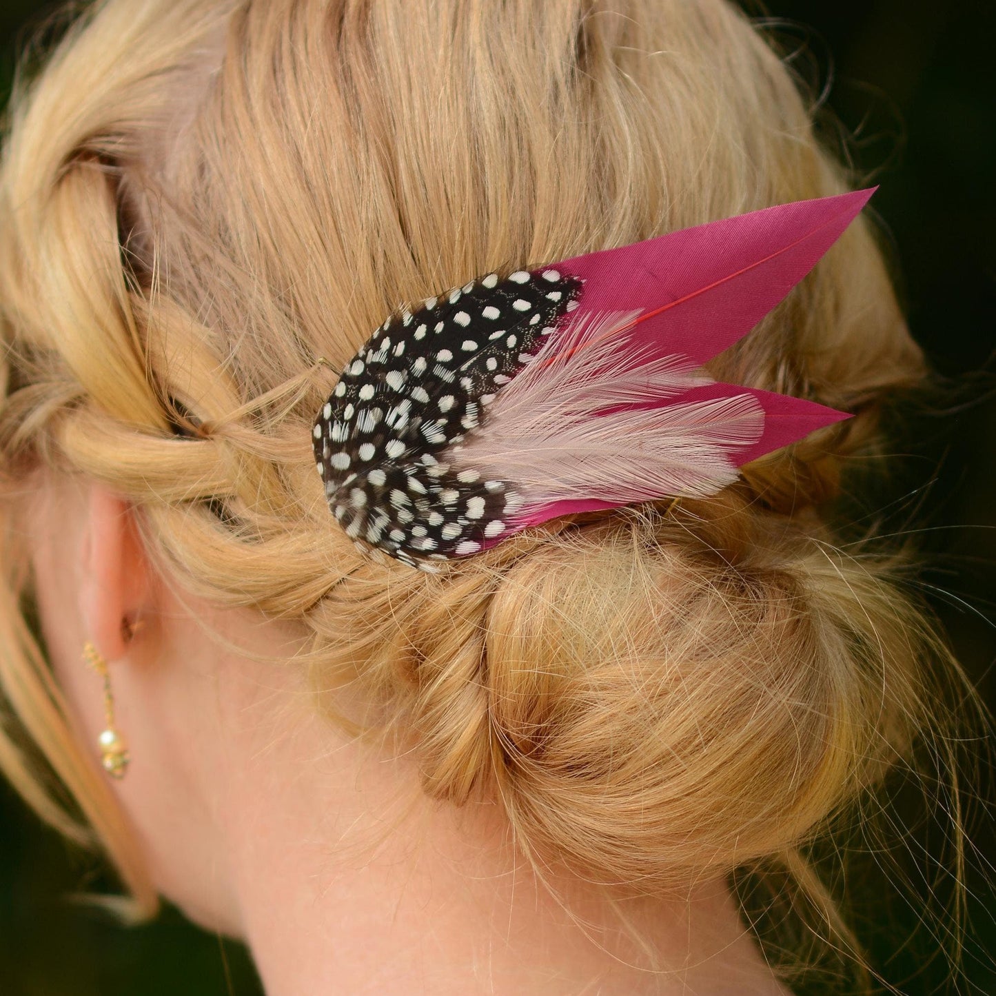 Burgundy Feather Hair Clip with Polka Dots | Burgundy Feather Fascinator | Feather Headpiece | Wedding Fascinator | Bridal Headpiece