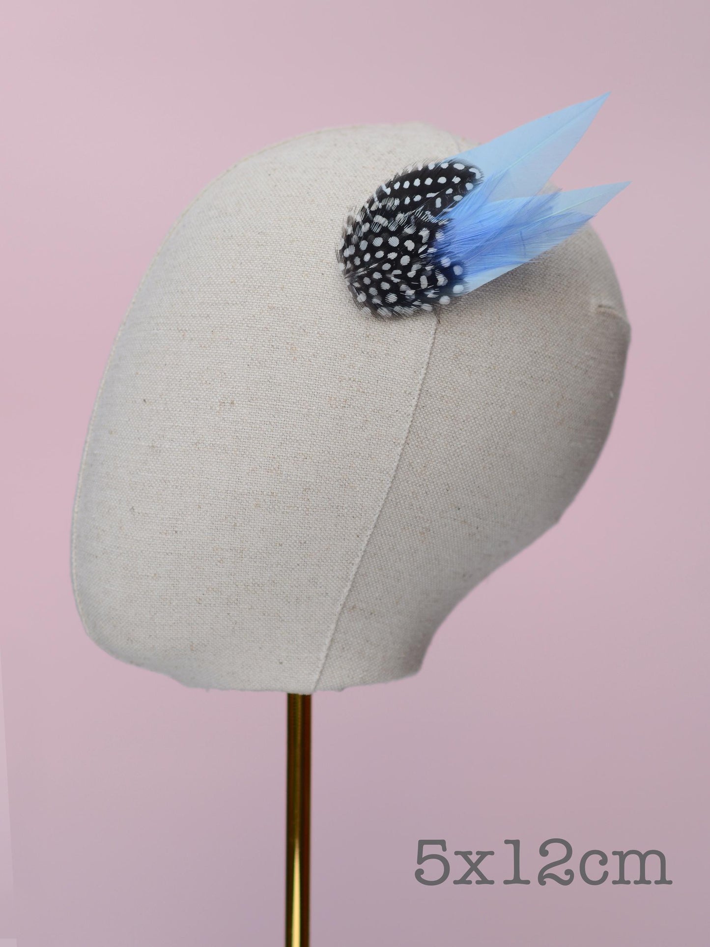 Pastel Blue and Polka Dot Feather Hair Clip | Blue Feather Fascinator | Blue Feather Headpiece | Wedding Fascinator | Bridal Headpiece
