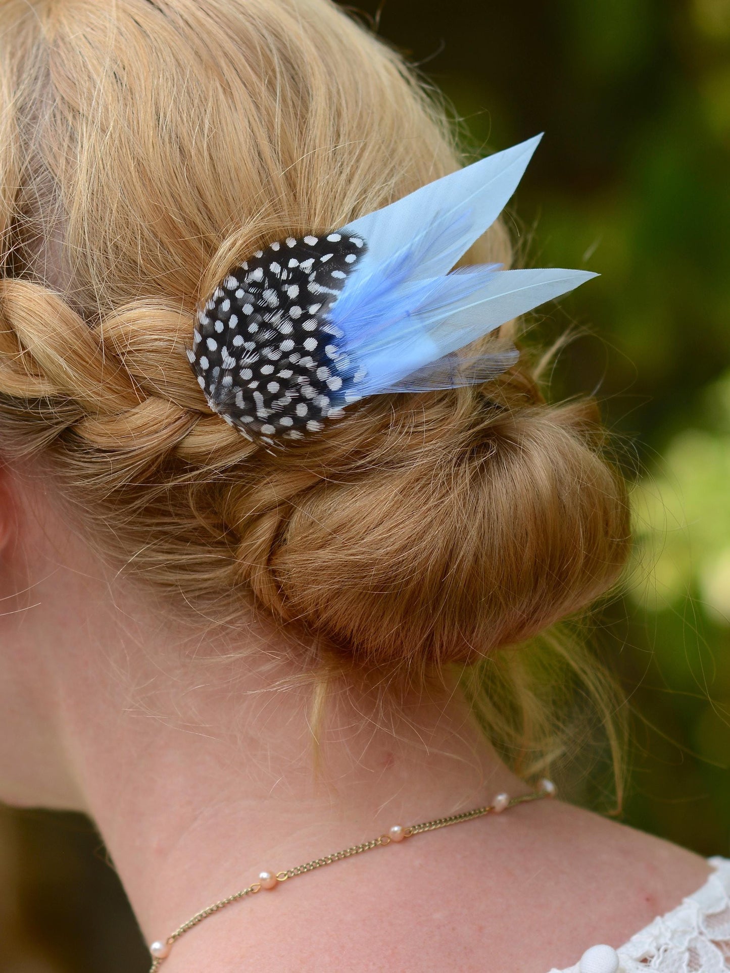 Pastel Blue and Polka Dot Feather Hair Clip | Blue Feather Fascinator | Blue Feather Headpiece | Wedding Fascinator | Bridal Headpiece