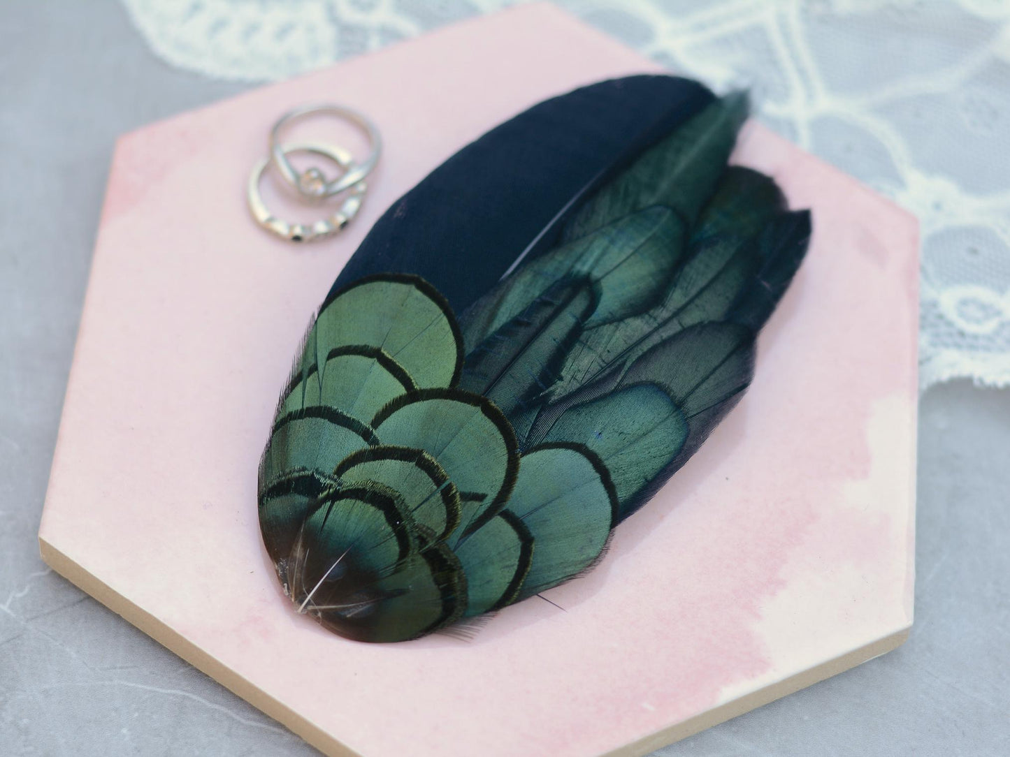 Black and Green Feather Hair Clip | Black Feather Fascinator | Bridal Hair Clip | Bridesmaid Hair Clip | Wedding Fascinator