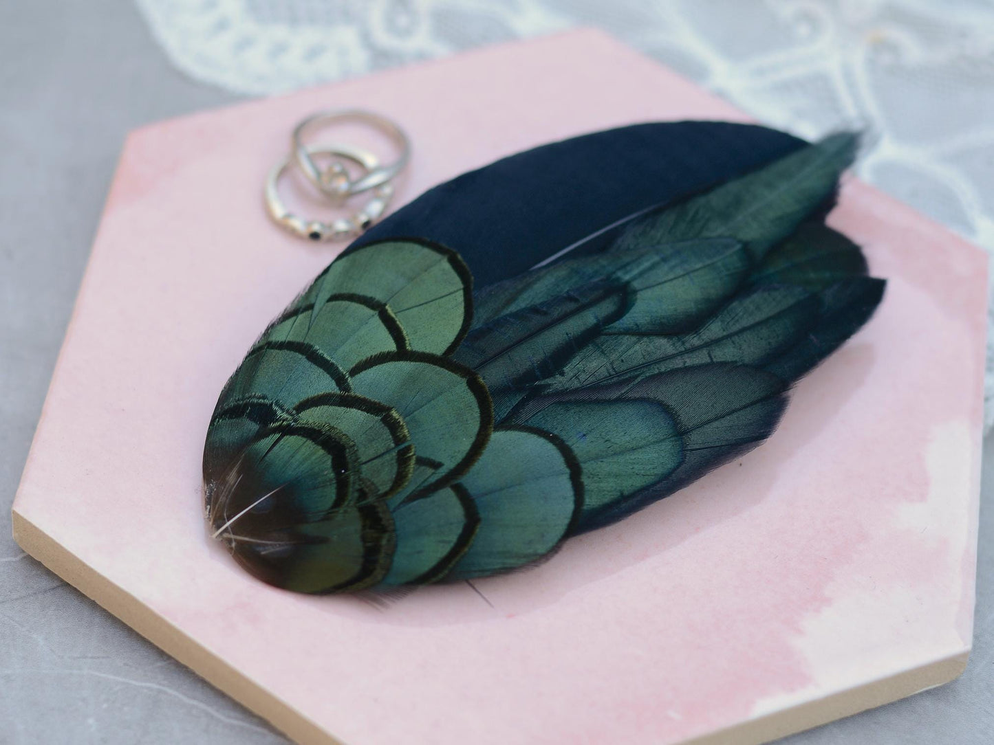 Black and Green Feather Hair Clip | Black Feather Fascinator | Bridal Hair Clip | Bridesmaid Hair Clip | Wedding Fascinator