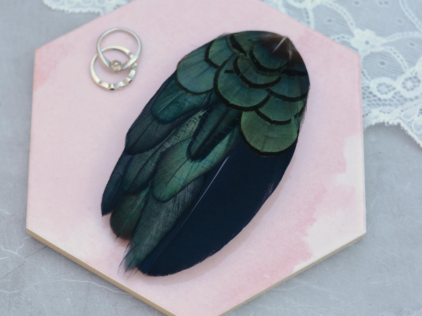 Black and Green Feather Hair Clip | Black Feather Fascinator | Bridal Hair Clip | Bridesmaid Hair Clip | Wedding Fascinator