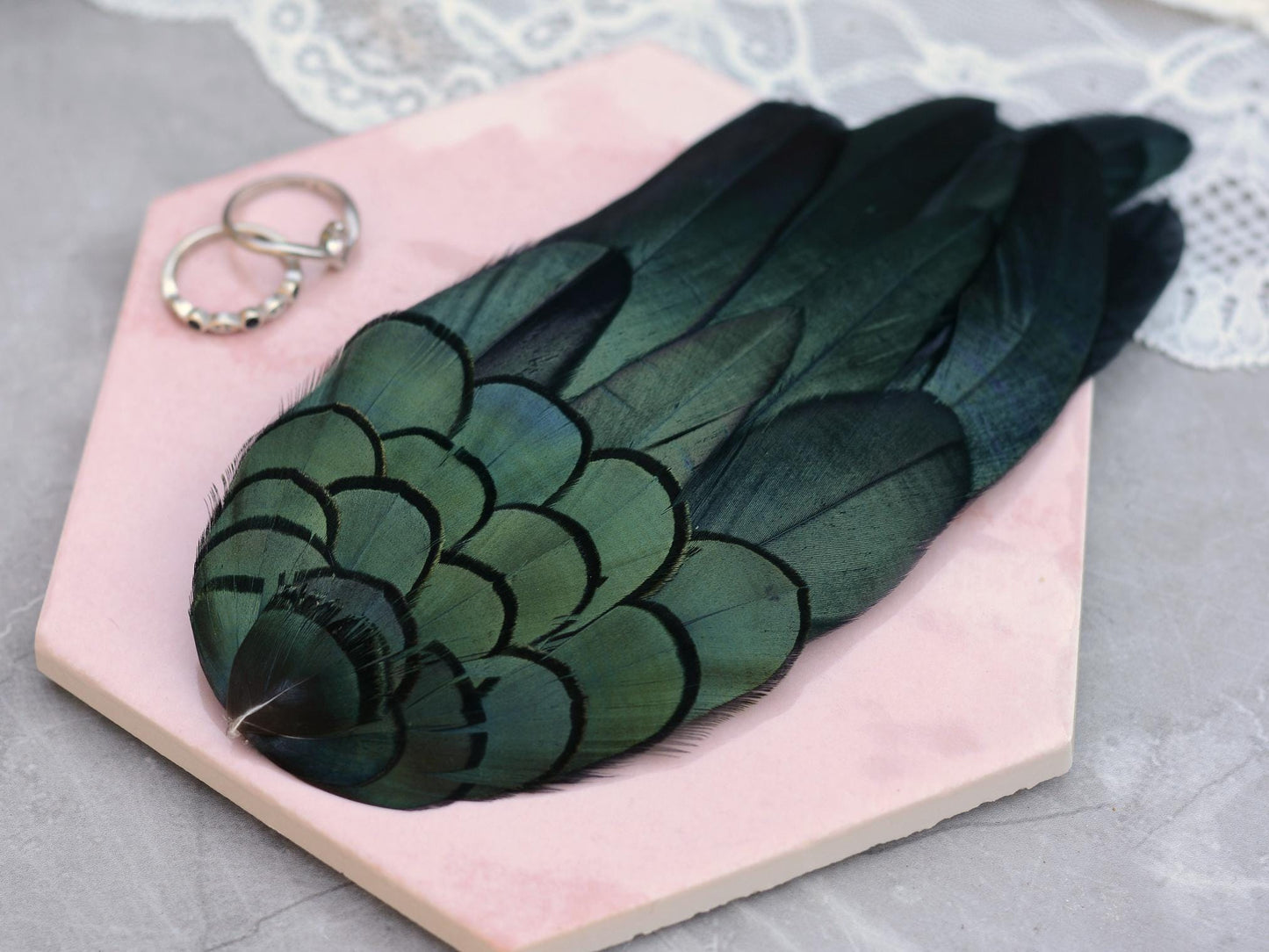 Feather Hair Clip in Glossy Green Black Natural Feathers | Black Feather Fascinator | Black Feather Headpiece | Wedding Fascinator