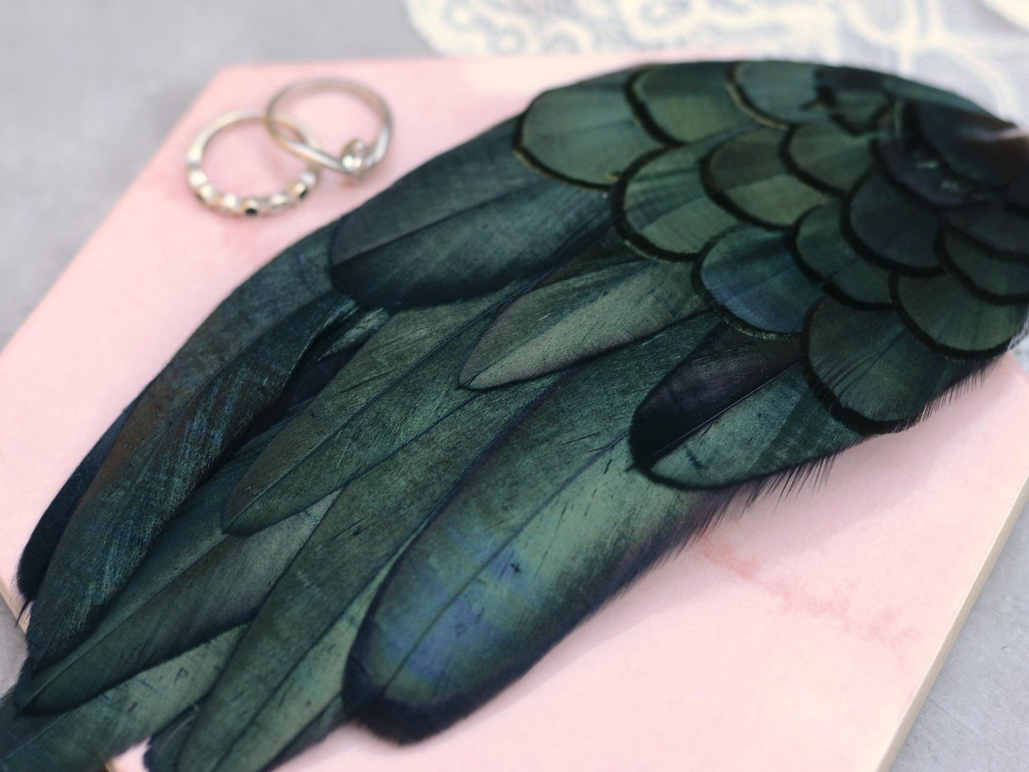 Feather Hair Clip in Glossy Green Black Natural Feathers | Black Feather Fascinator | Black Feather Headpiece | Wedding Fascinator