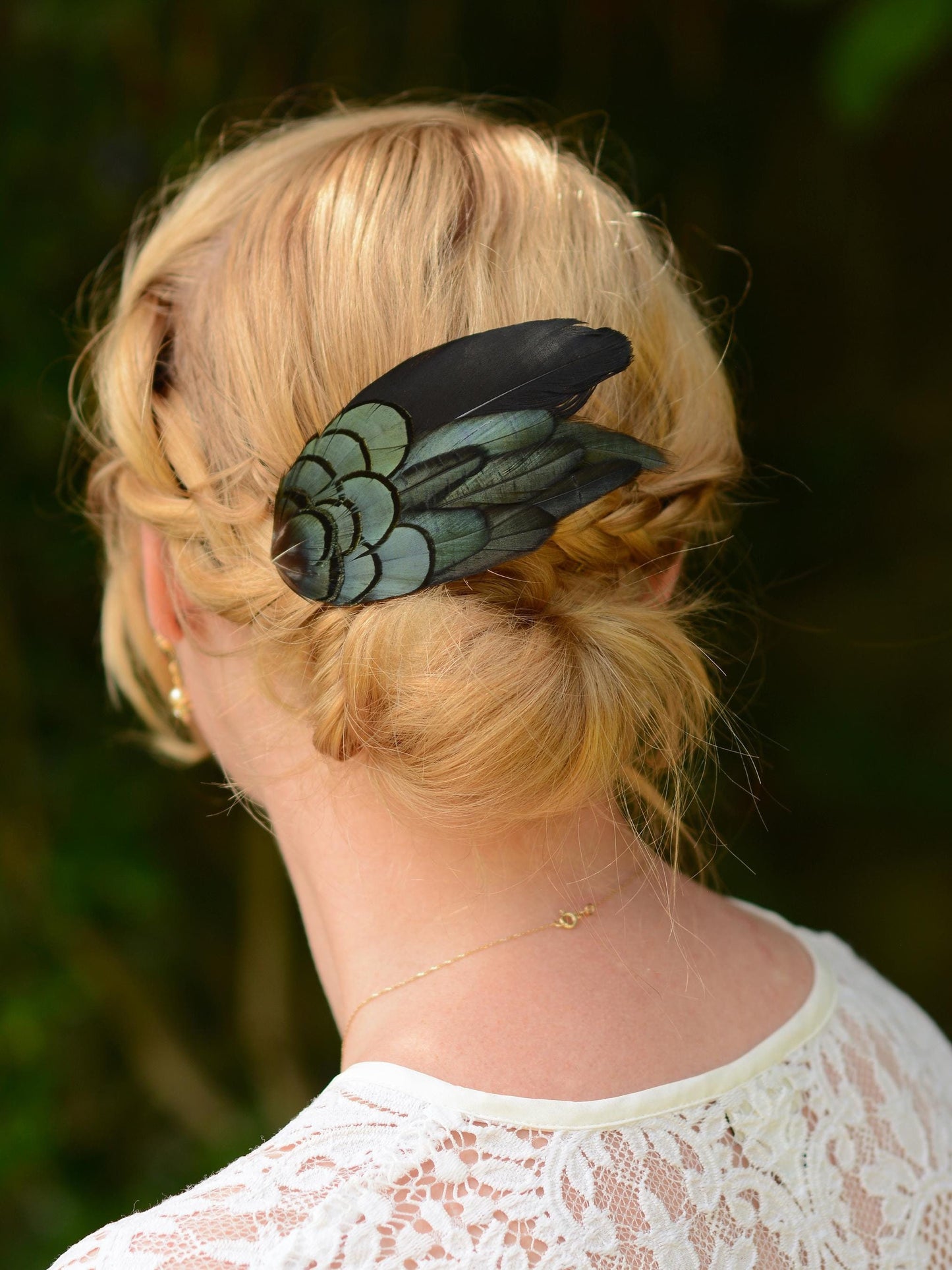 Black and Green Feather Hair Clip | Black Feather Fascinator | Bridal Hair Clip | Bridesmaid Hair Clip | Wedding Fascinator