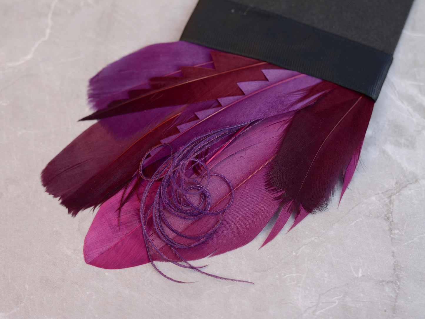 Burgundy and Plum Goose Feather Pocket Square No.285 | Suit Accessory | Feather Neck Tie | Grooms Outfit | Groomsmen Gift