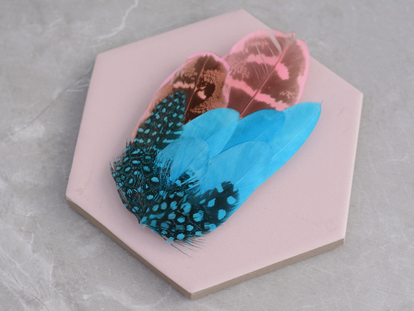 Bright Blue and Pink Feather Pin Small no.157 | Pheasant Feather Boutonniere | Feather Brooch | Feather Hat Pin