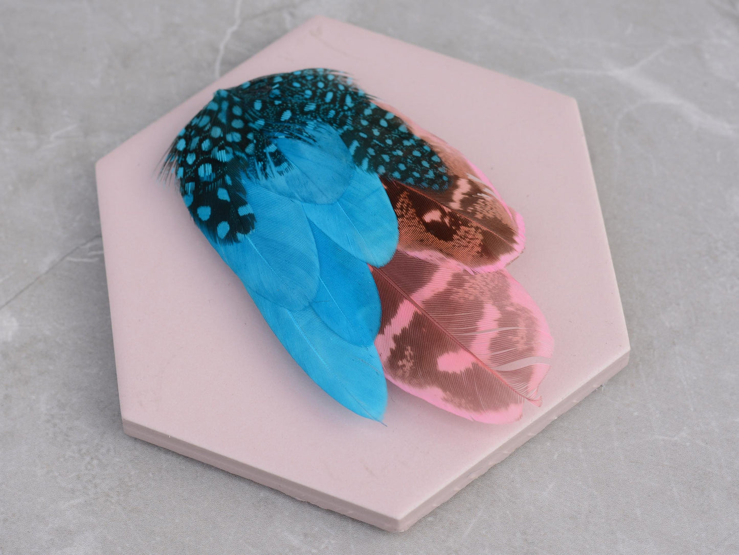 Bright Blue and Pink Feather Pin Small no.157 | Pheasant Feather Boutonniere | Feather Brooch | Feather Hat Pin