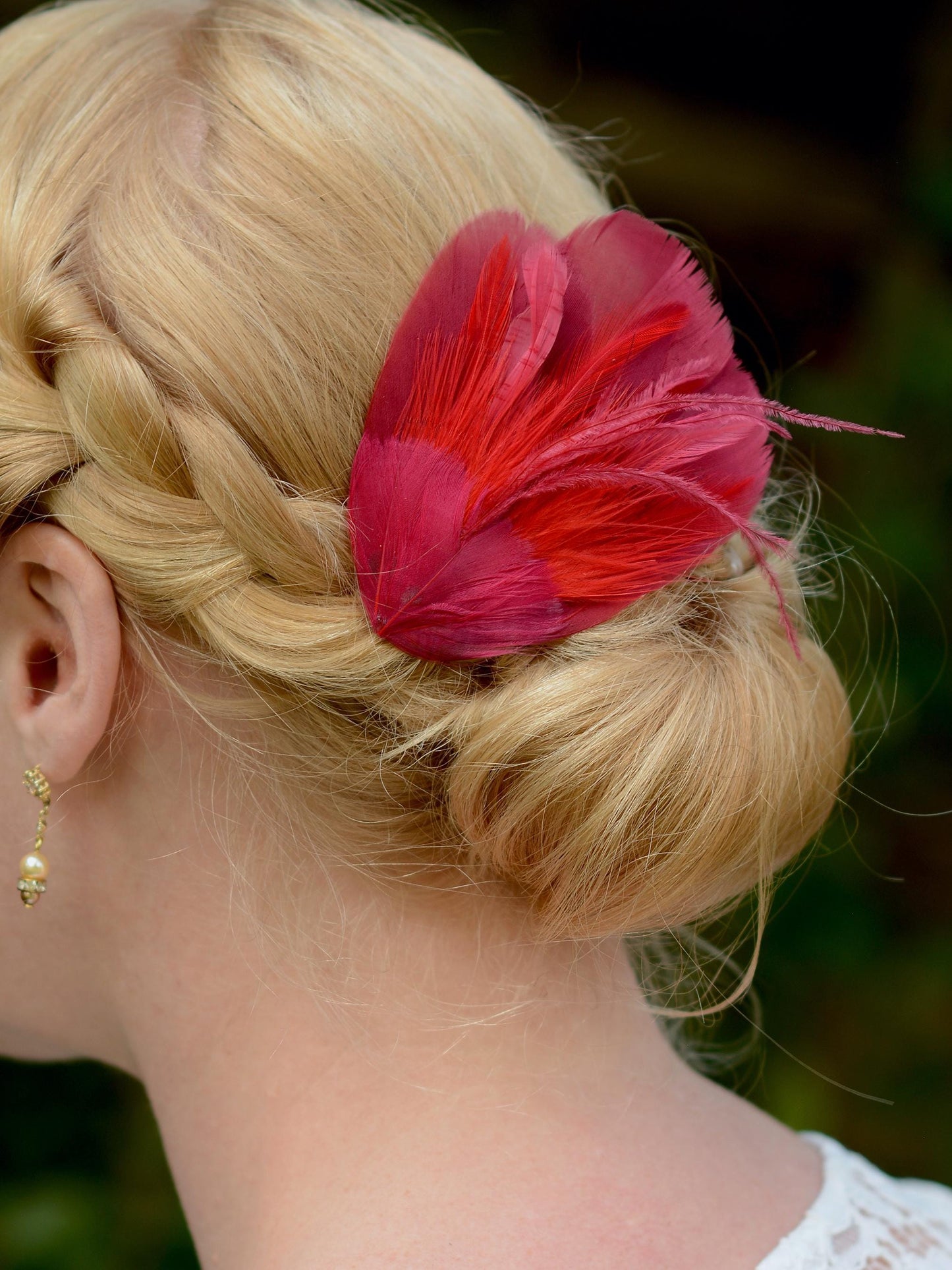 Ruby Red Feather Hair Clip Fascinator | Feather Headpiece | Bridesmaid Hair Clip | Wedding Fascinator