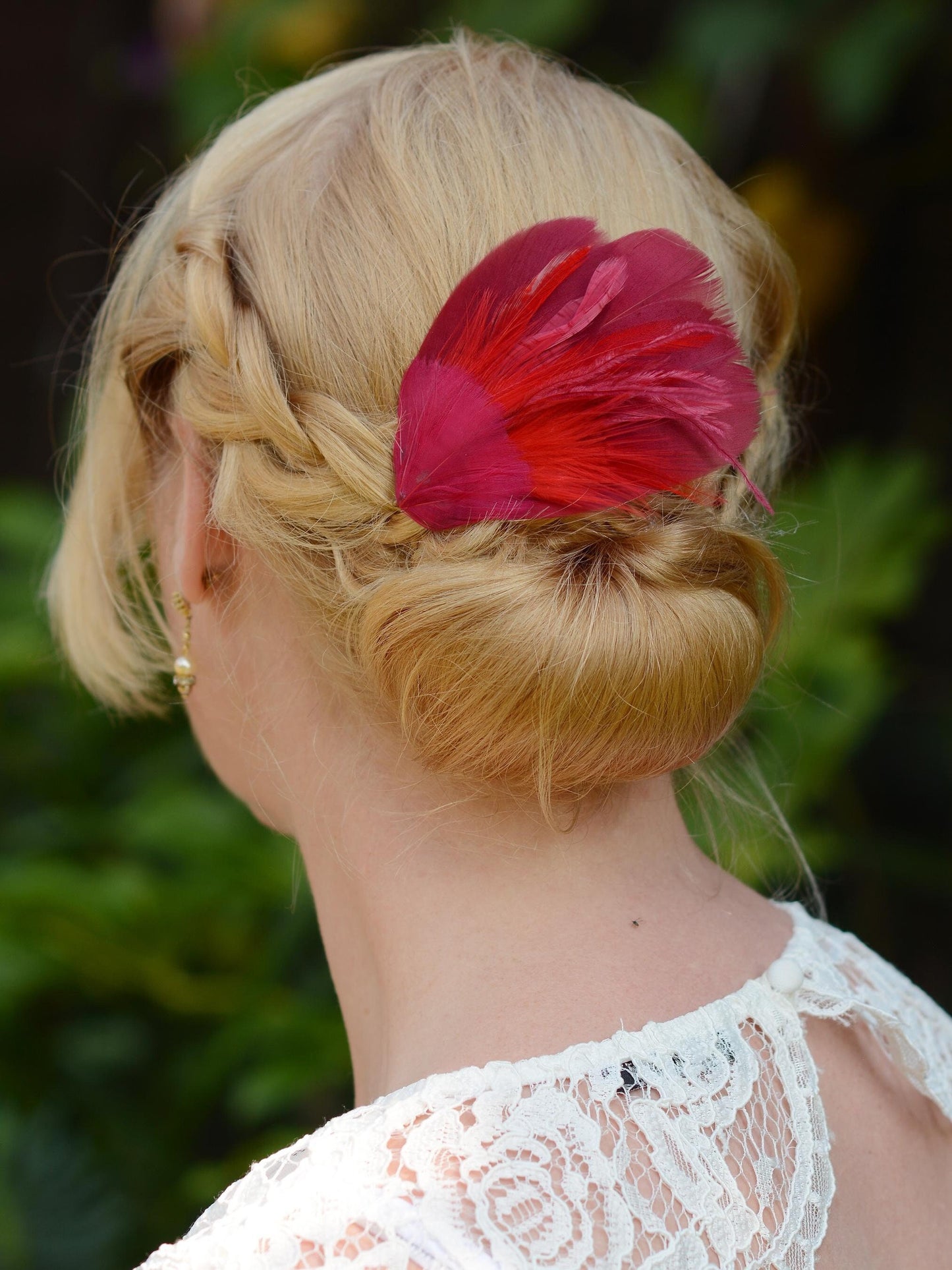 Ruby Red Feather Hair Clip Fascinator | Feather Headpiece | Bridesmaid Hair Clip | Wedding Fascinator