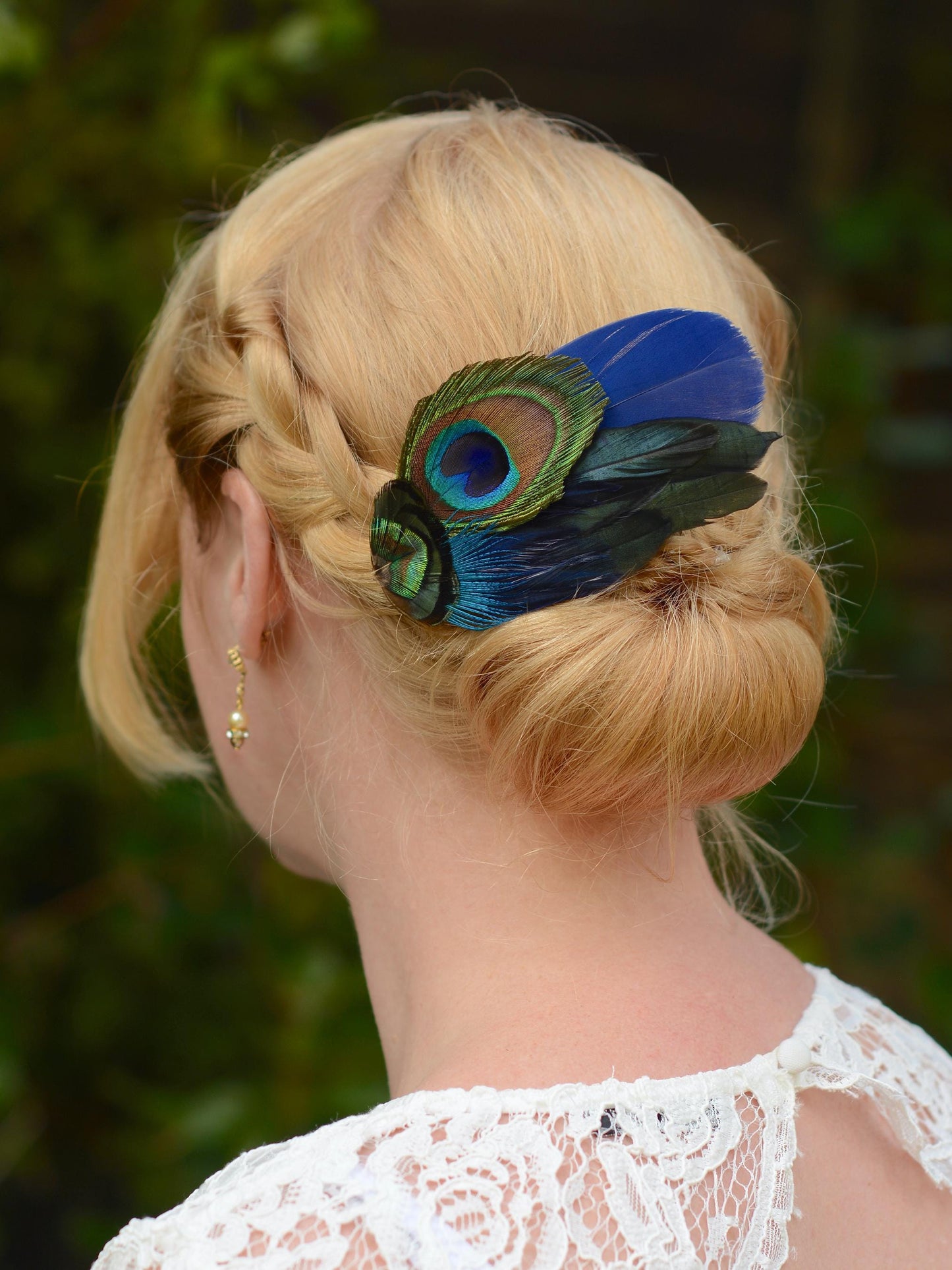 Navy Blue Peacock Feather Hair Clip | Peacock Feather Fascinator | Peacock Feather Headpiece | Bridal Hair Clip | Bridesmaid Hair Clip