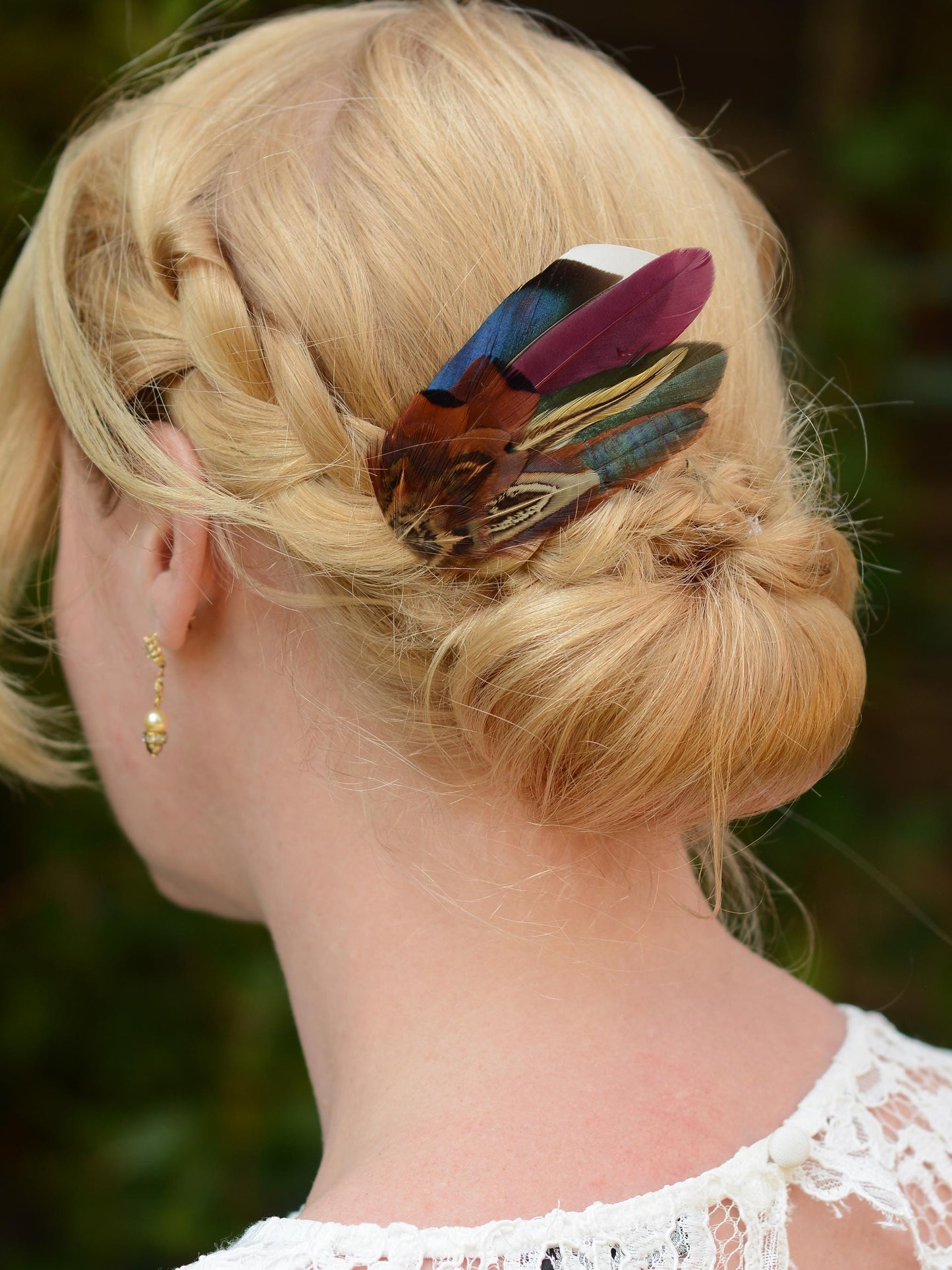 Feather Hair Clip in Navy Blue and Burgundy Pheasant and Duck Feathers | Pheasant Feather Fascinator | Wedding Fascinator