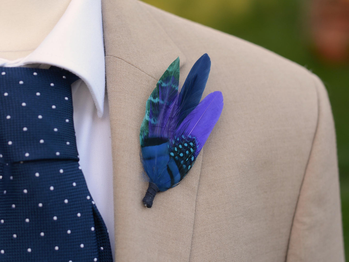 Shades of Blue and Purple Feather Pin | Pheasant Feather Boutonniere | Feather Brooch | Feather Hat Pin