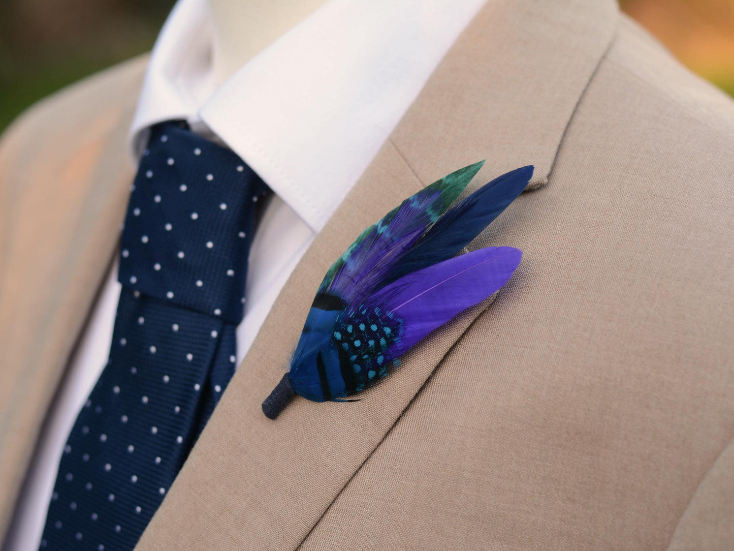 Shades of Blue and Purple Feather Pin | Pheasant Feather Boutonniere | Feather Brooch | Feather Hat Pin