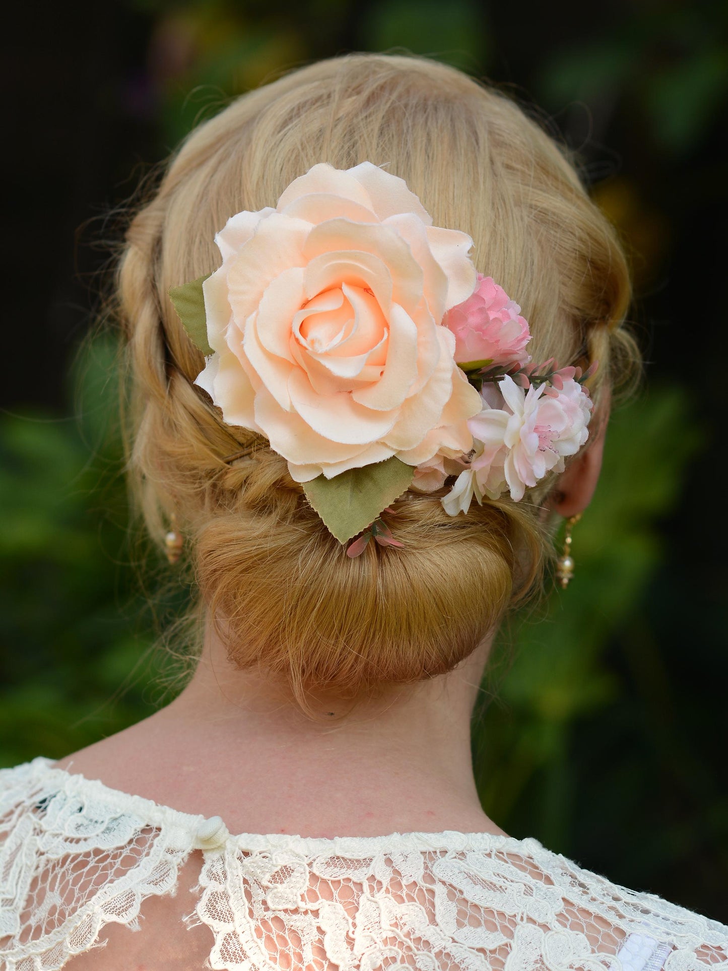 Peach and Pink Rose Hair Clip | Bridal Headpiece | Floral Headpiece | Bridal Hair Clip | Flower Headpiece | Flower Hair Clip