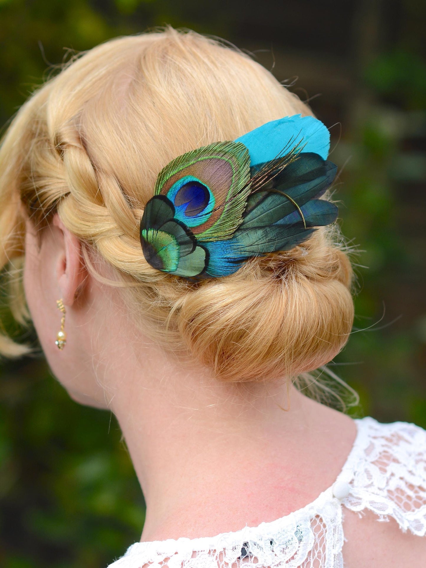 Teal and Peacock Feather Hair Clip | Peacock Feather Fascinator | Bridal Hair Clip | Bridesmaid Hair Clip | Wedding Fascinator