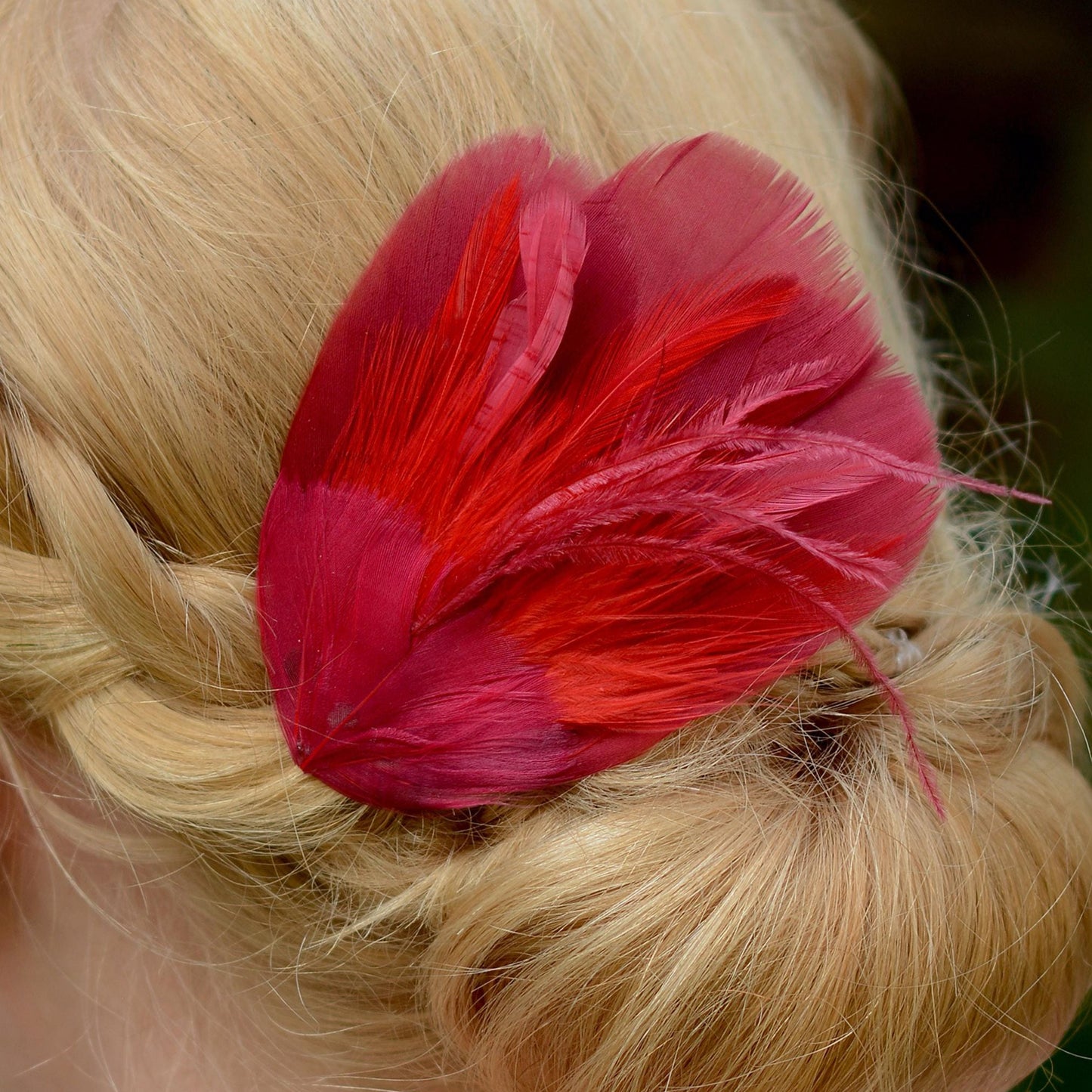 Ruby Red Feather Hair Clip Fascinator | Feather Headpiece | Bridesmaid Hair Clip | Wedding Fascinator