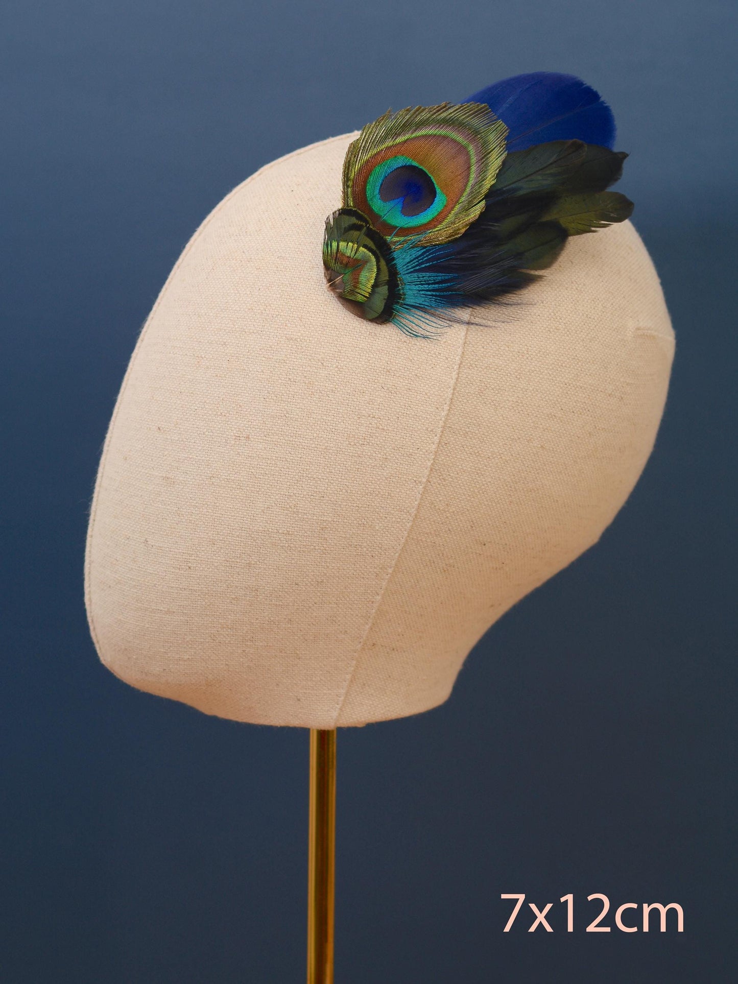 Navy Blue Peacock Feather Hair Clip | Peacock Feather Fascinator | Peacock Feather Headpiece | Bridal Hair Clip | Bridesmaid Hair Clip