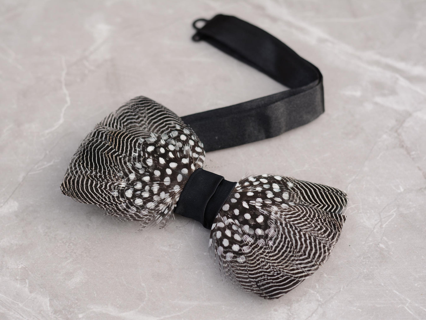 Pin Stripe and Polka Dot Feather Bow Tie | Pin Striped Bow Tie | Feather Neck Tie | Grooms Outfit | Groomsmen Gift | Monochrome Bow Tie