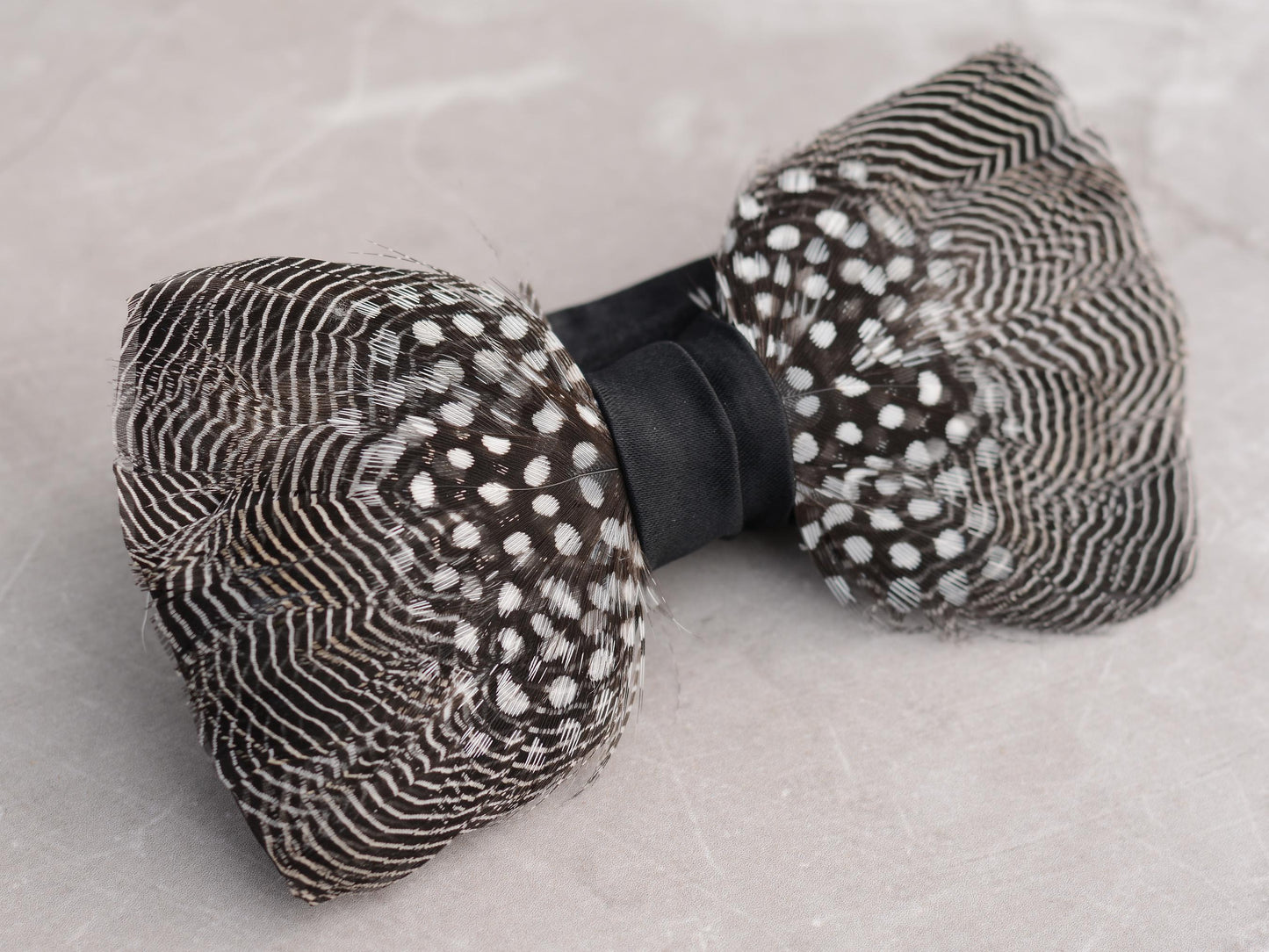 Pin Stripe and Polka Dot Feather Bow Tie | Pin Striped Bow Tie | Feather Neck Tie | Grooms Outfit | Groomsmen Gift | Monochrome Bow Tie
