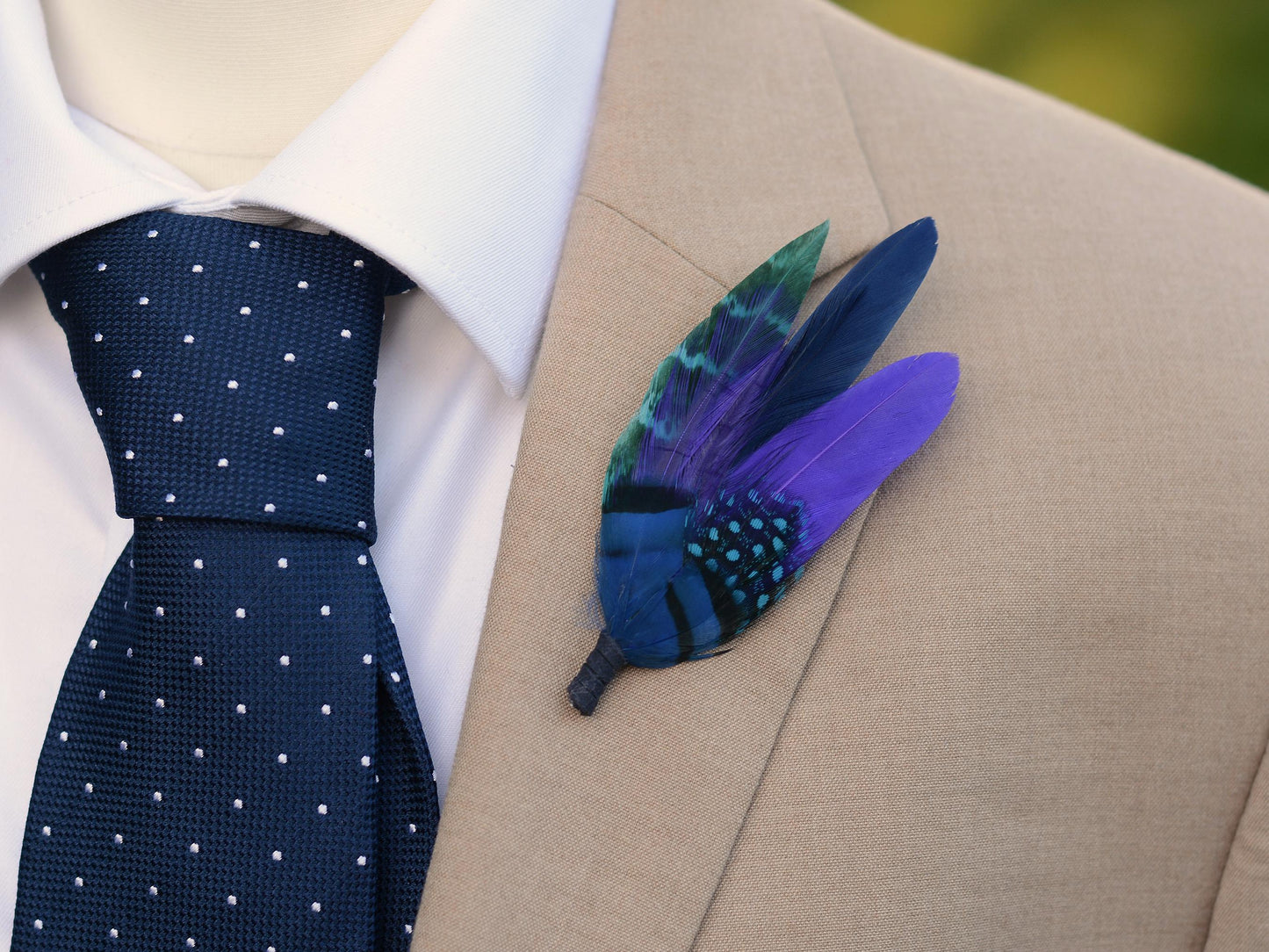 Shades of Blue and Purple Feather Pin | Pheasant Feather Boutonniere | Feather Brooch | Feather Hat Pin