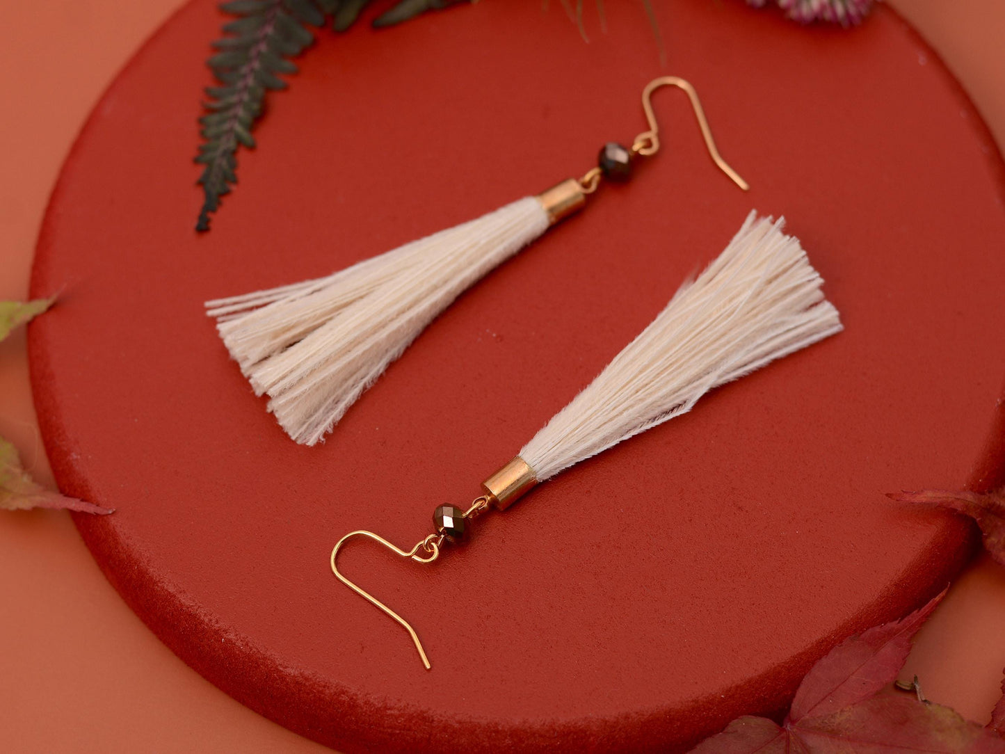 Ivory Feather Tassel Earrings | Festival Earrings | Feather Jewellery | Festival Jewellery | Bohemian | Long Earrings