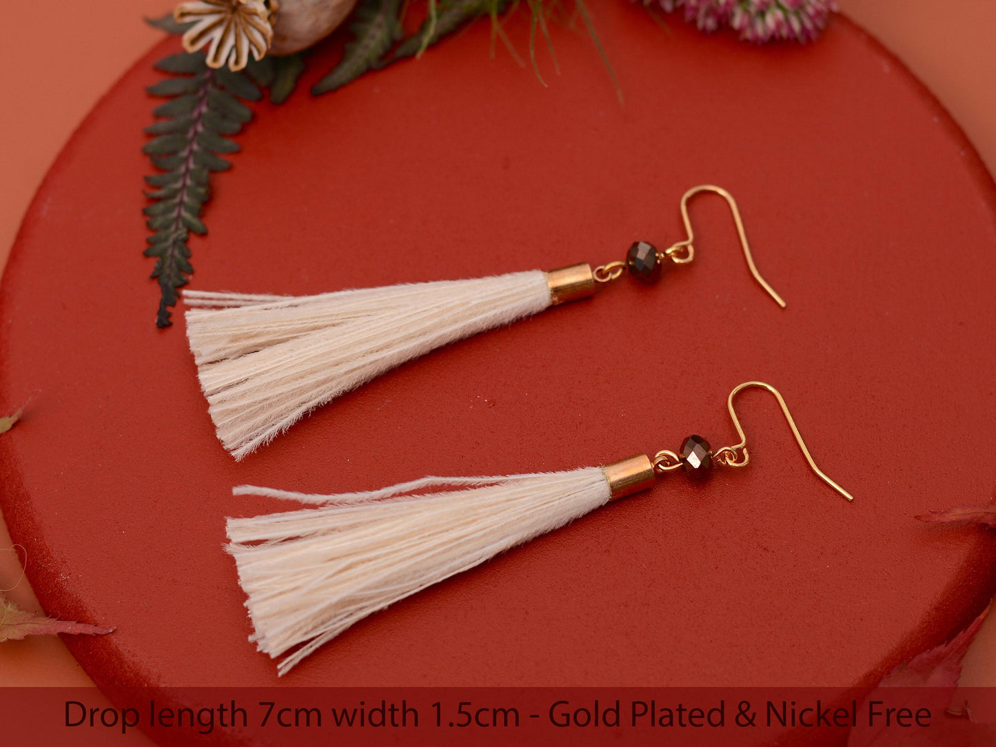Ivory Feather Tassel Earrings | Festival Earrings | Feather Jewellery | Festival Jewellery | Bohemian | Long Earrings