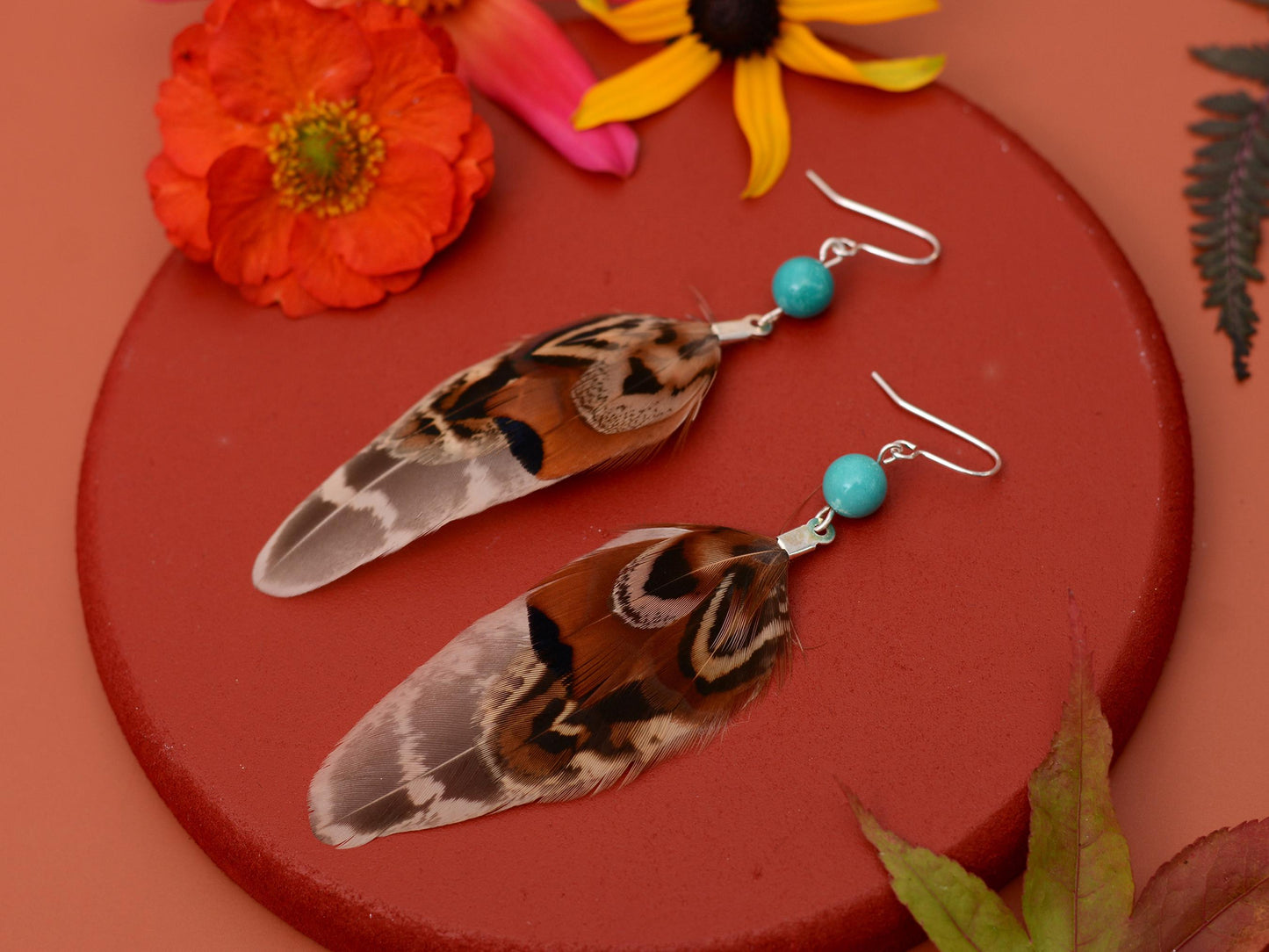 Mixed Pheasant Feather Earrings | Festival Earrings | Feather Jewellery | Festival Jewellery | Drop Earrings