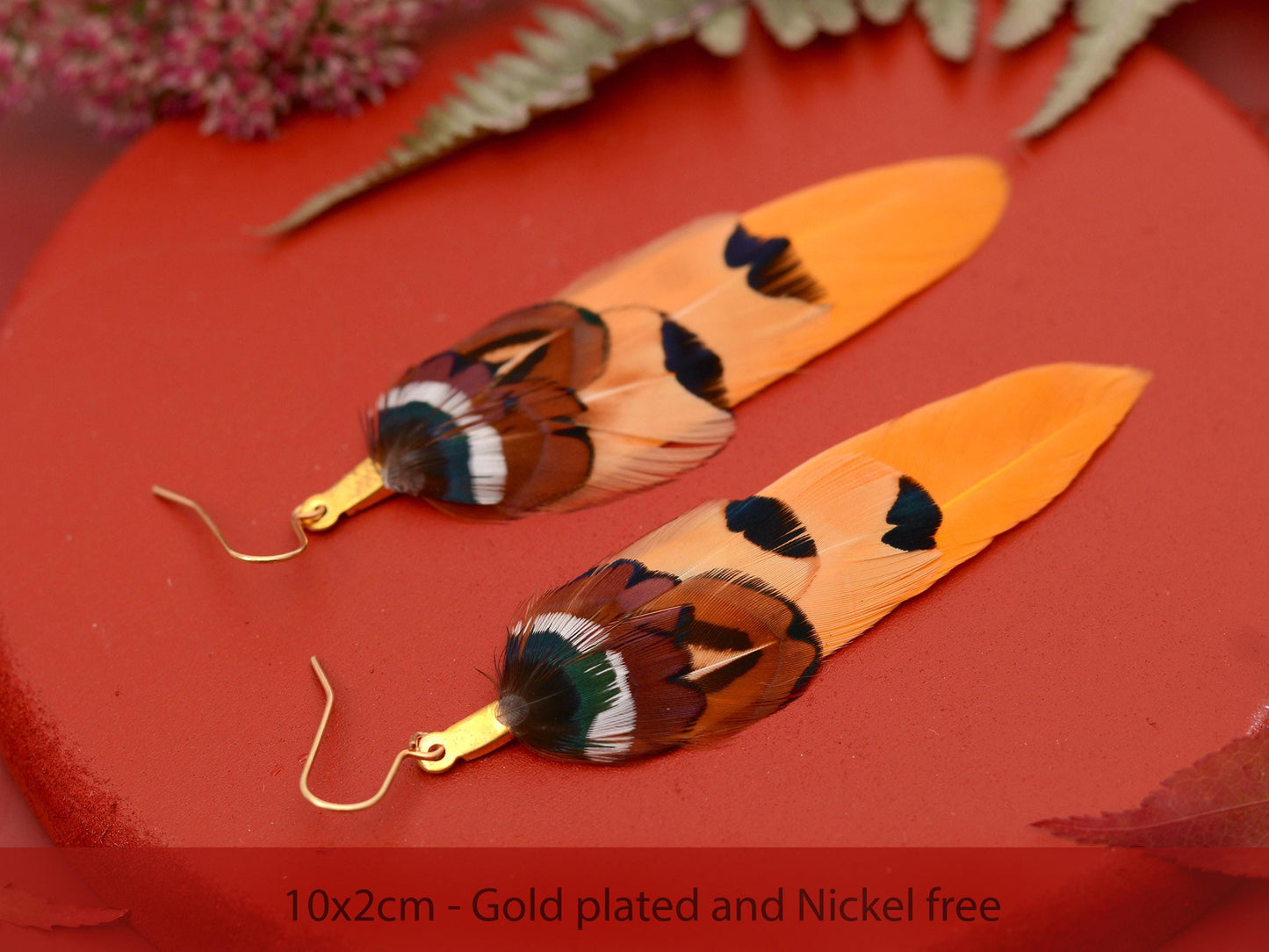Mustard Yellow and Copper Pheasant Feather Earrings | Yellow Earrings | Festival Earrings | Feather Jewellery | Festival Jewellery