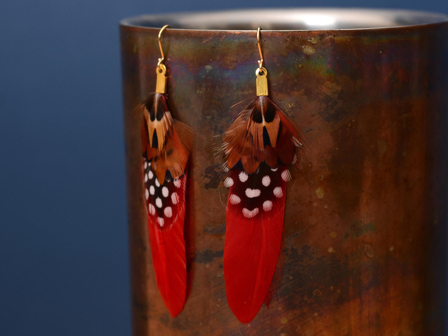 Red Pheasant Feather Earrings | Festival Earrings | Feather Jewellery | Festival Jewellery | Drop Earrings