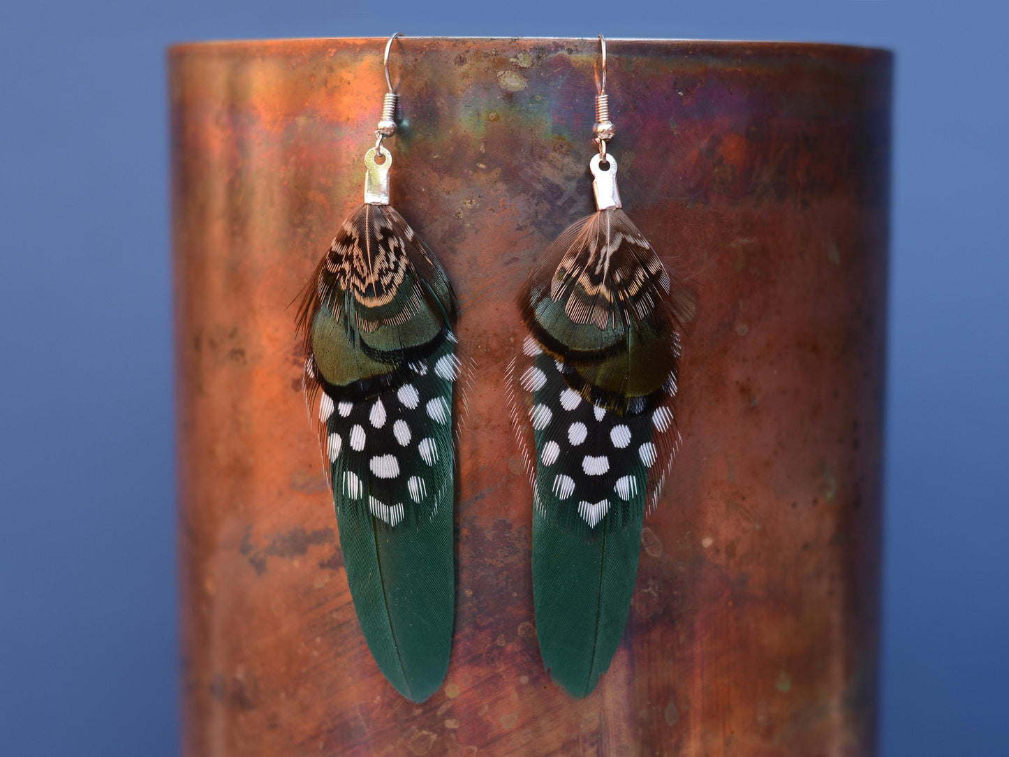 Green Feather Earrings | Pheasant Feather Earrings | Festival Earrings | Feather Jewellery | Festival Jewellery | Drop Earrings